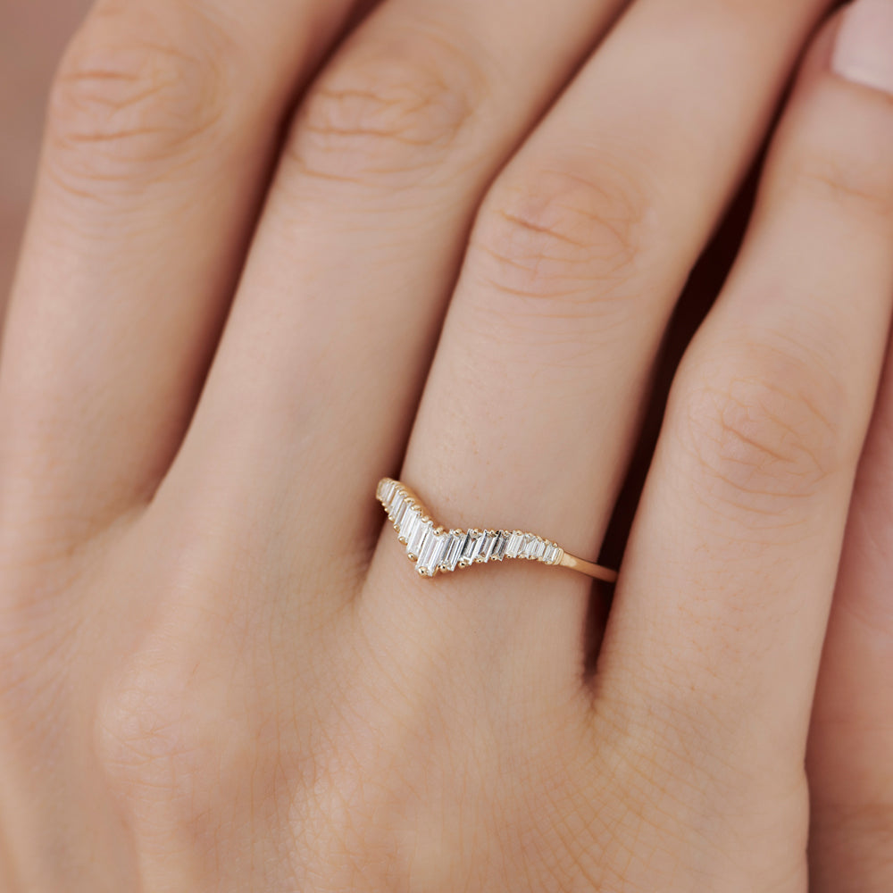 OBFJ1544 - 14K Baguette Diamond Curved Tiara Ring 2