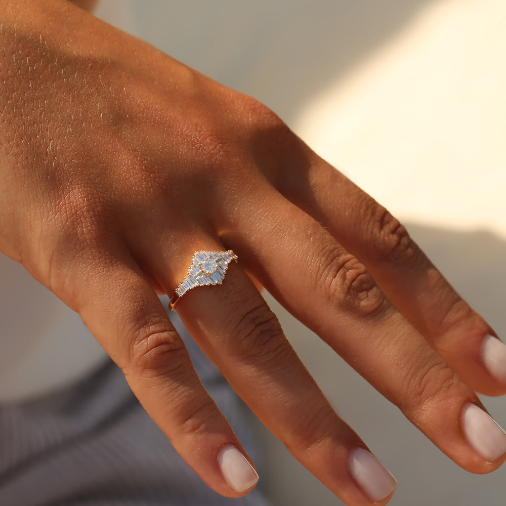 OBFJ2249 - 14k Art Deco Inspired Baguette Diamond Ring 3