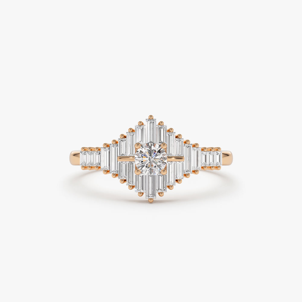 OBFJ2249 - 14k Art Deco Inspired Baguette Diamond Ring 6