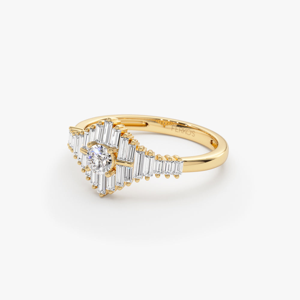 OBFJ2249 - 14k Art Deco Inspired Baguette Diamond Ring 8