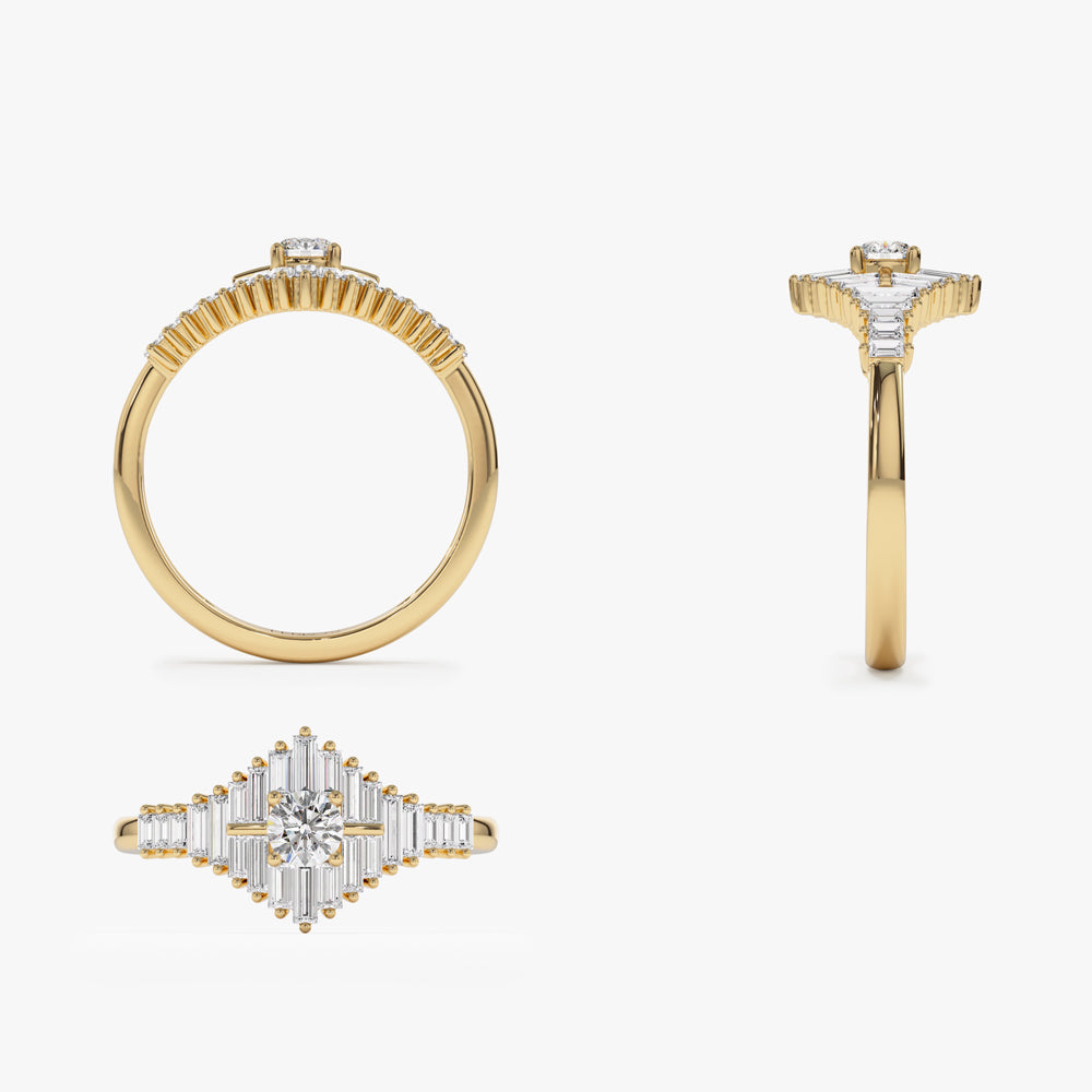 OBFJ2249 - 14k Art Deco Inspired Baguette Diamond Ring 9