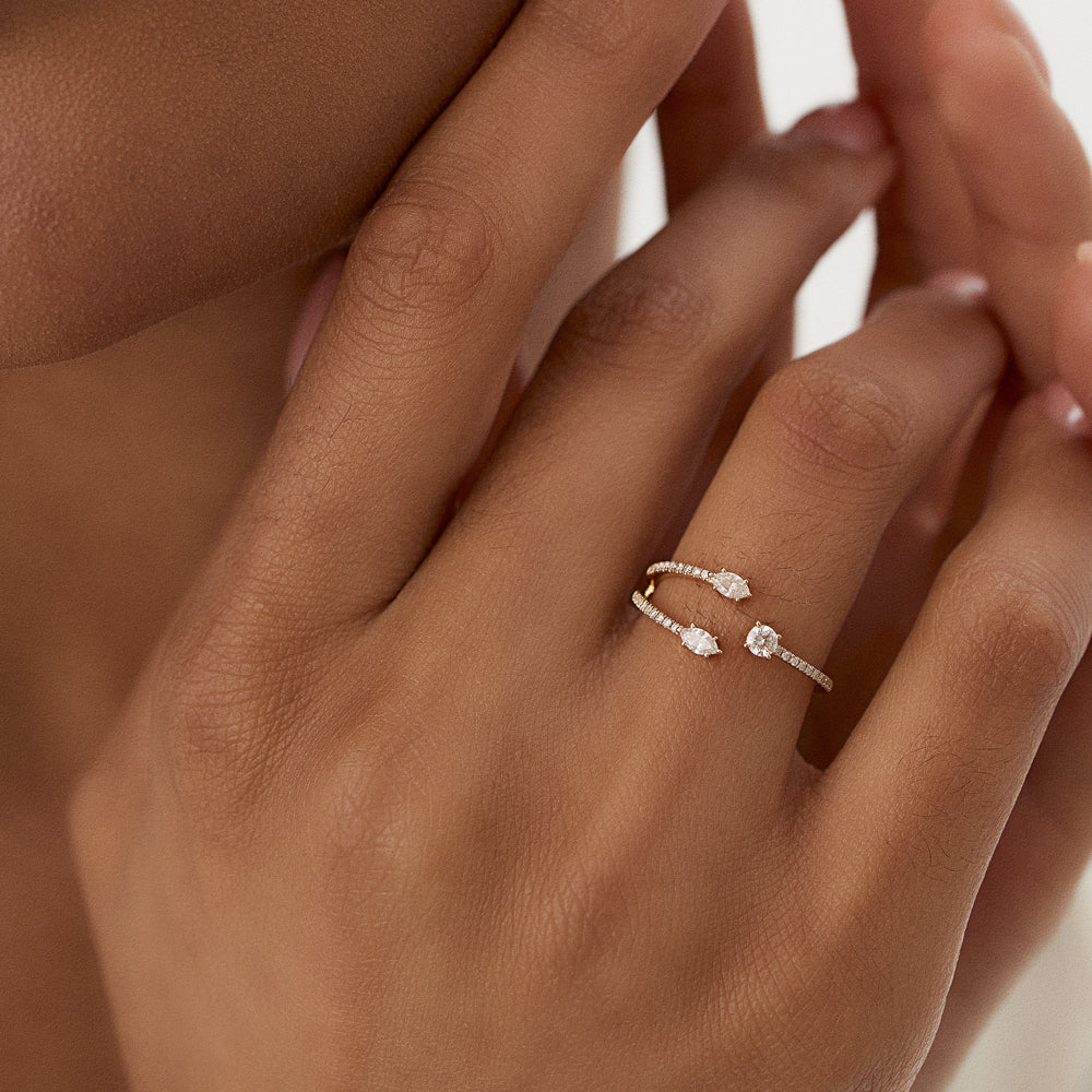 OBFJ1437 - 14k Open Design Marquise Diamond Claw Ring 2