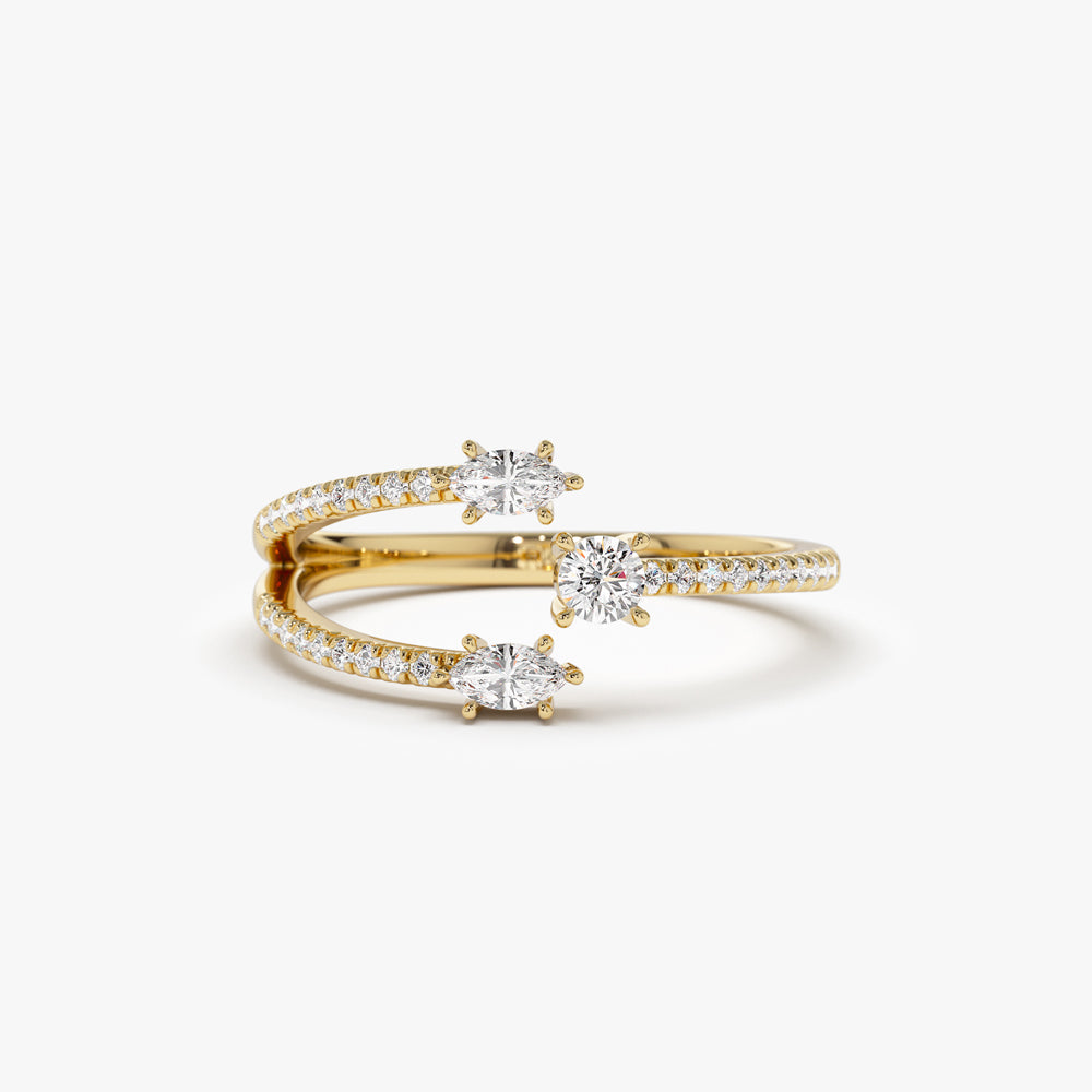 OBFJ1437 - 14k Open Design Marquise Diamond Claw Ring 1