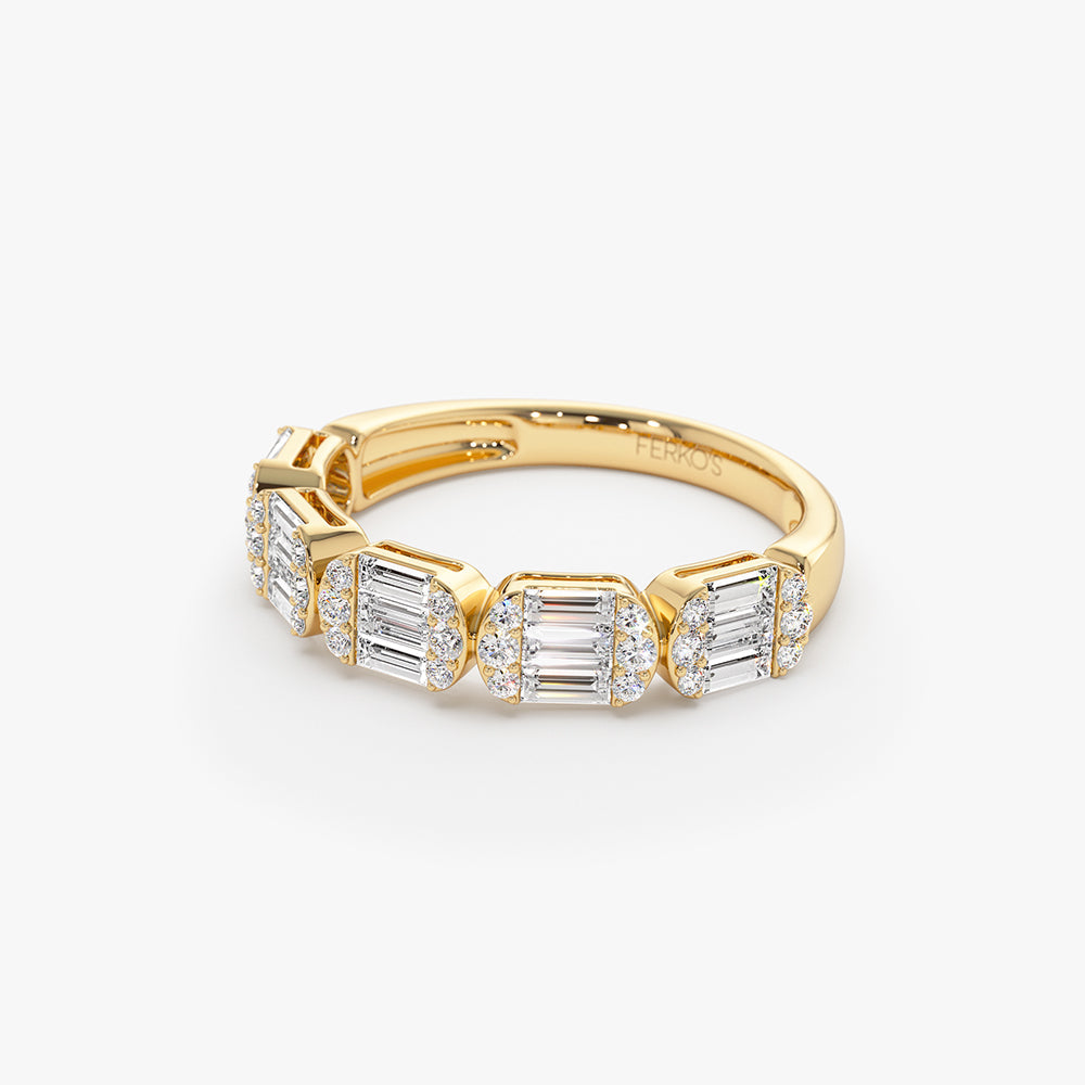 OBFJ1507 - 14k Baguette and Round Diamond Anniversary Ring 8