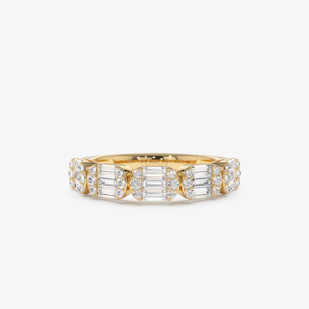 OBFJ1507 - 14k Baguette and Round Diamond Anniversary Ring 1