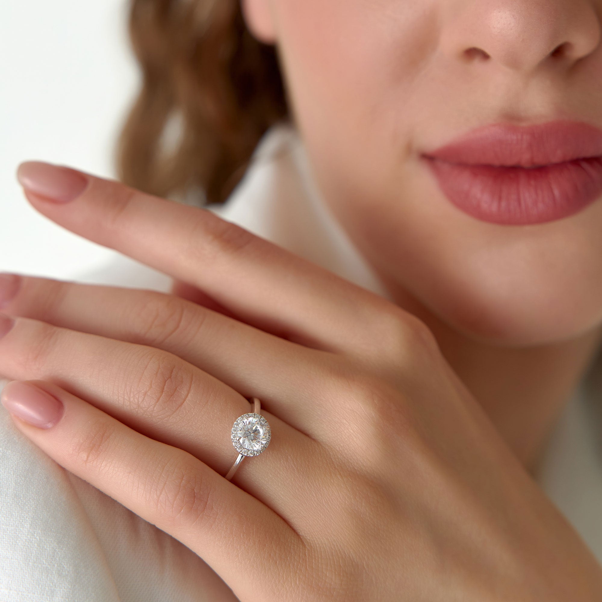 OBFJ1414 - 1.20 ctw 14k Halo Setting Round Lab Grown Diamond Engagement Ring - Vivien 2