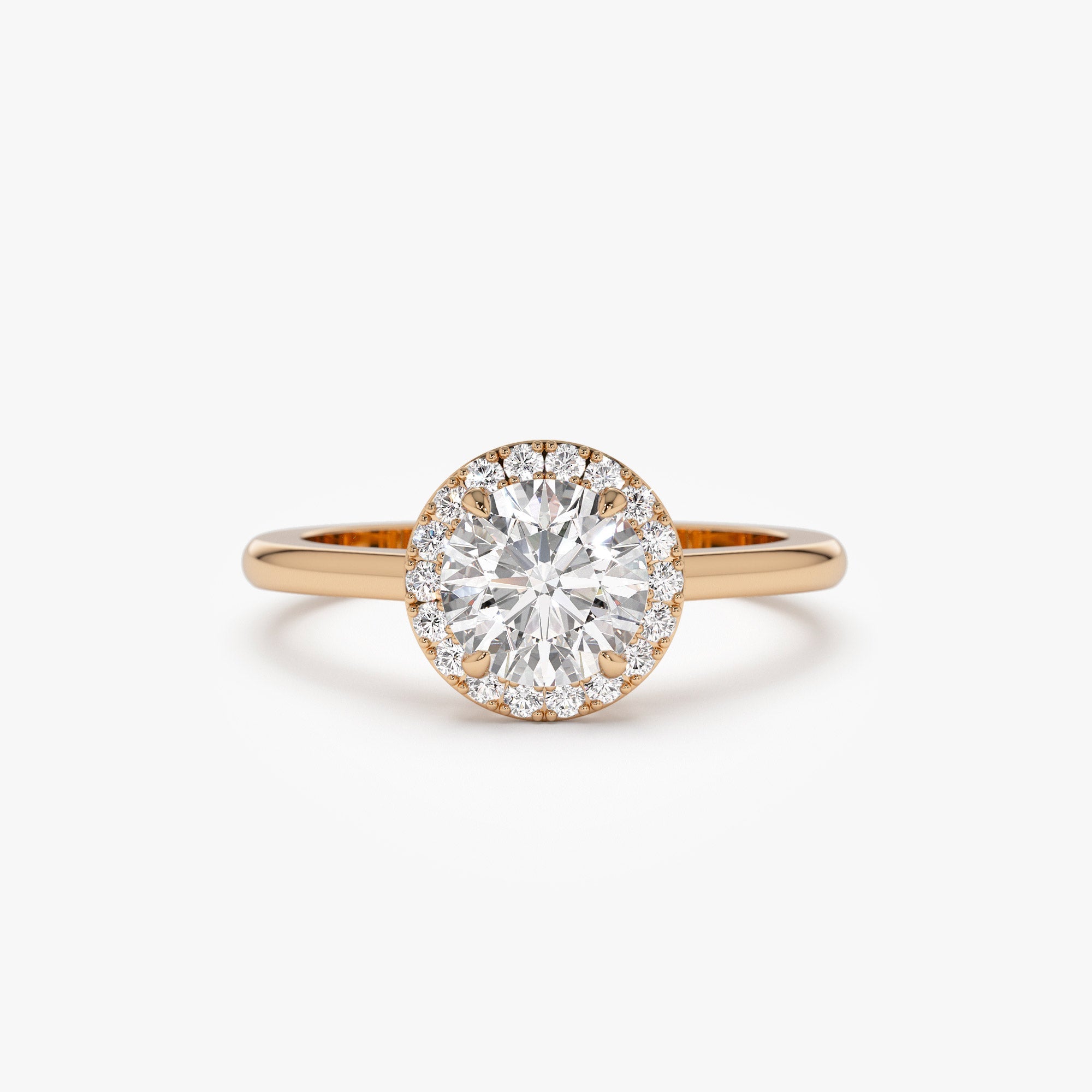 OBFJ1414 - 1.20 ctw 14k Halo Setting Round Lab Grown Diamond Engagement Ring - Vivien 7