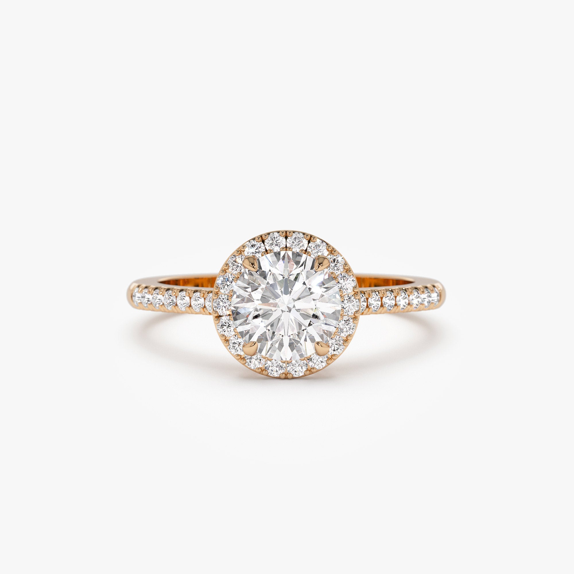 OBFJ1411 - 1.25 ctw 14K Halo Setting Round Brilliant Lab Grown Diamond Engagement Ring - Aria 8