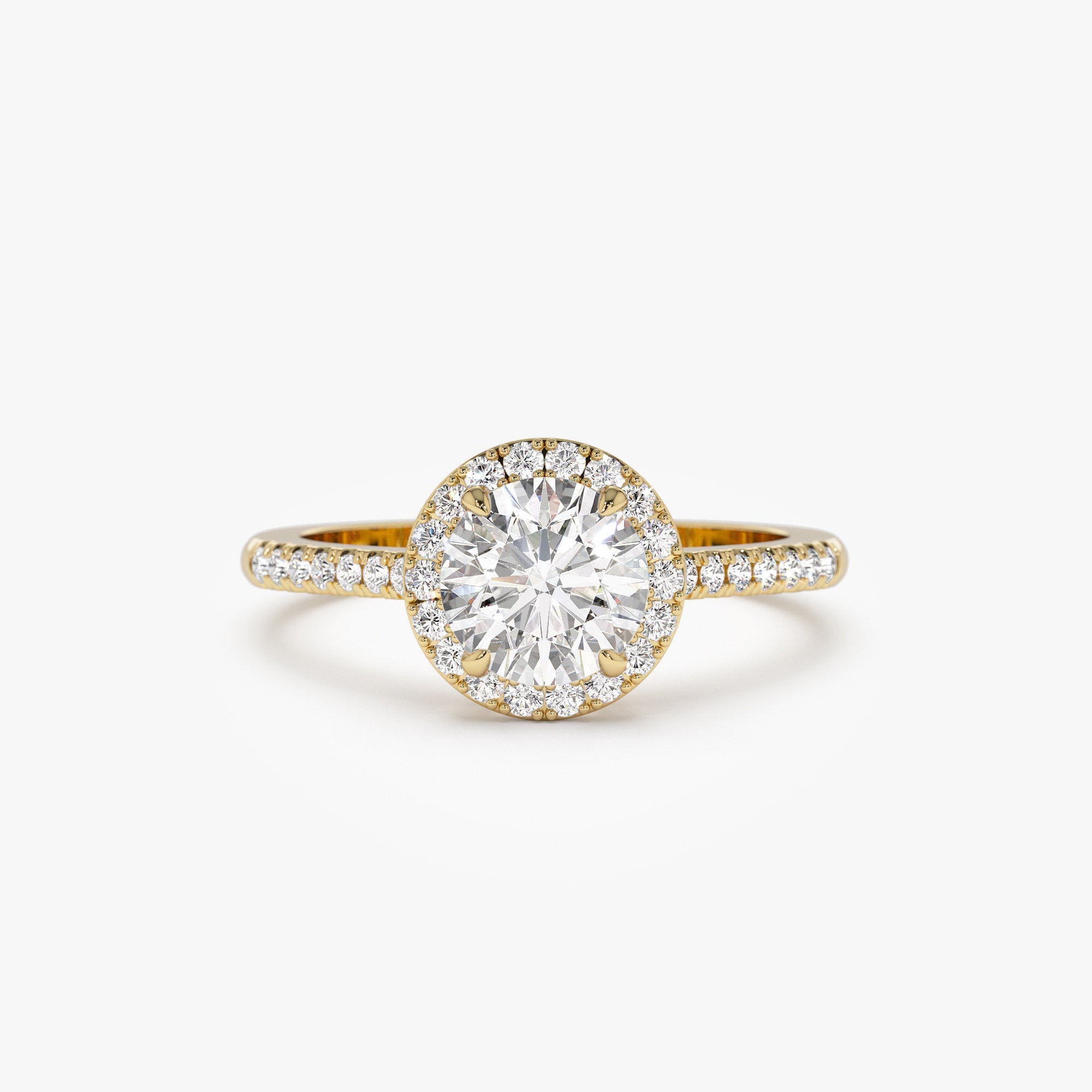 OBFJ1411 - 1.25 ctw 14K Halo Setting Round Brilliant Lab Grown Diamond Engagement Ring - Aria 1