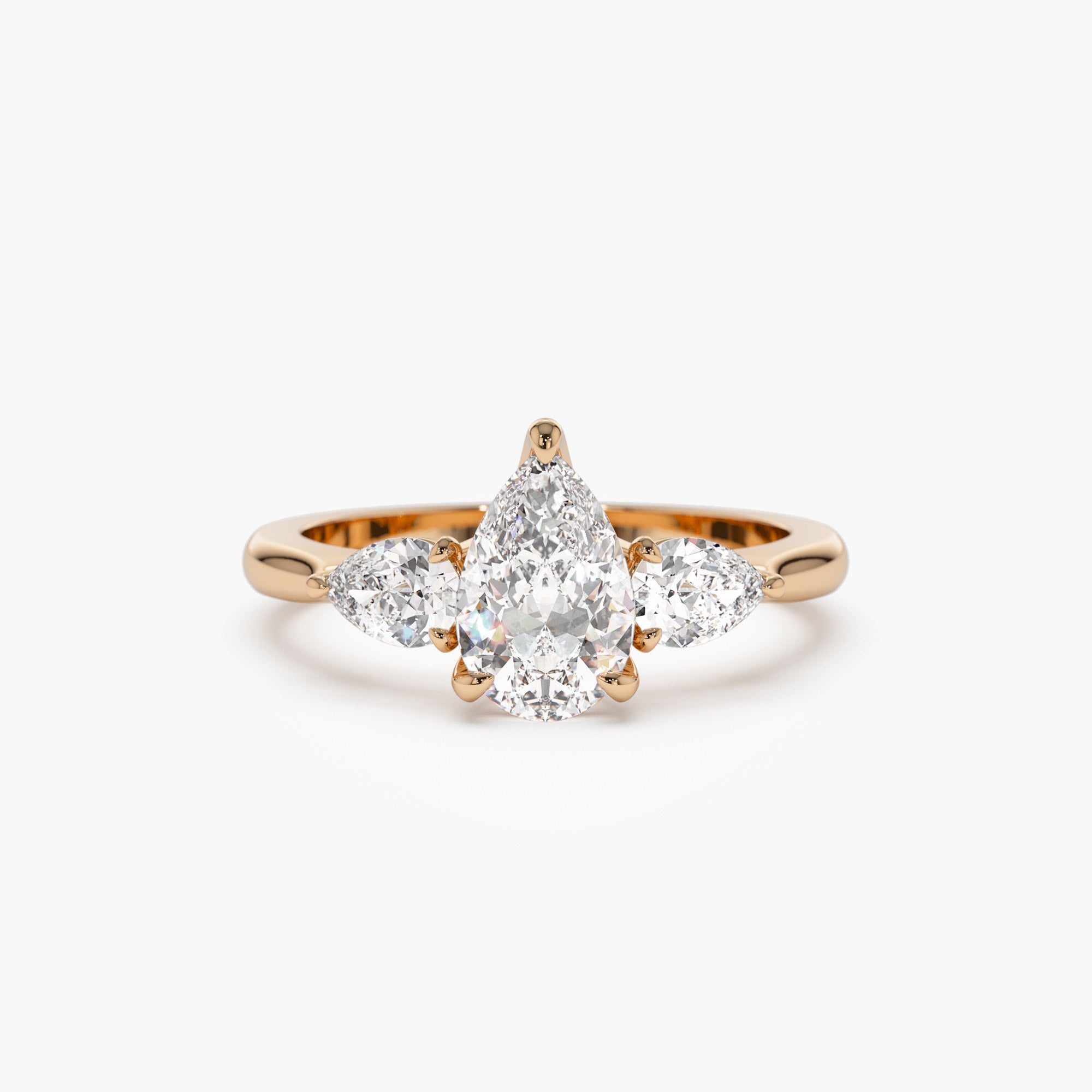 OBFJ1402 - 1.50 ctw 14k Pear Shaped Lab Grown Diamond Three Stone Engagement Ring - Emma 7