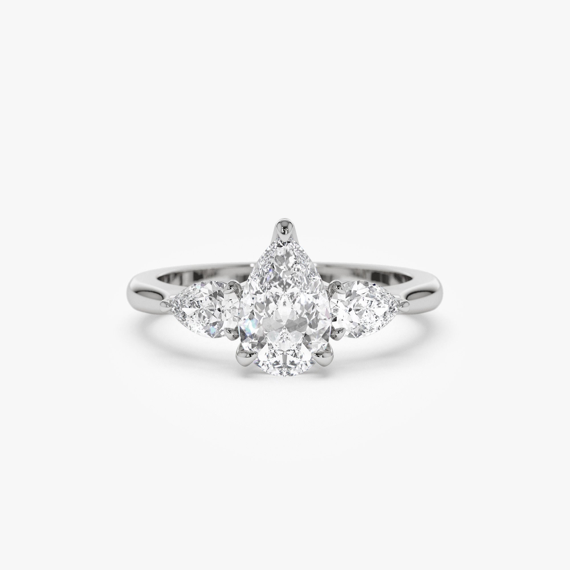 OBFJ1402 - 1.50 ctw 14k Pear Shaped Lab Grown Diamond Three Stone Engagement Ring - Emma 6