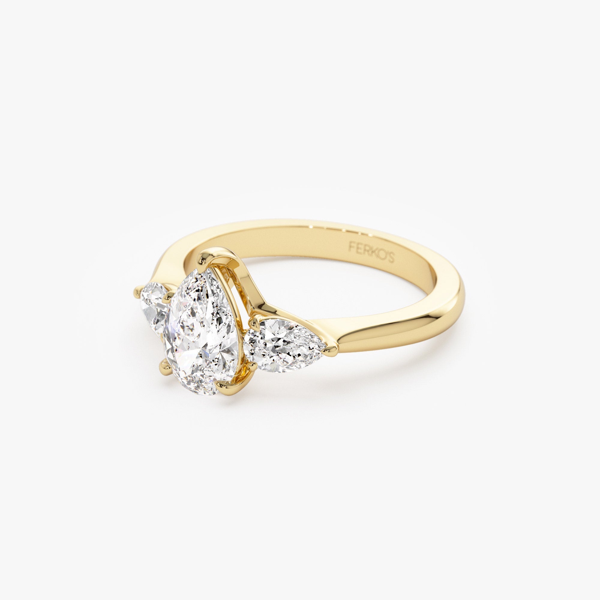 OBFJ1402 - 1.50 ctw 14k Pear Shaped Lab Grown Diamond Three Stone Engagement Ring - Emma 8