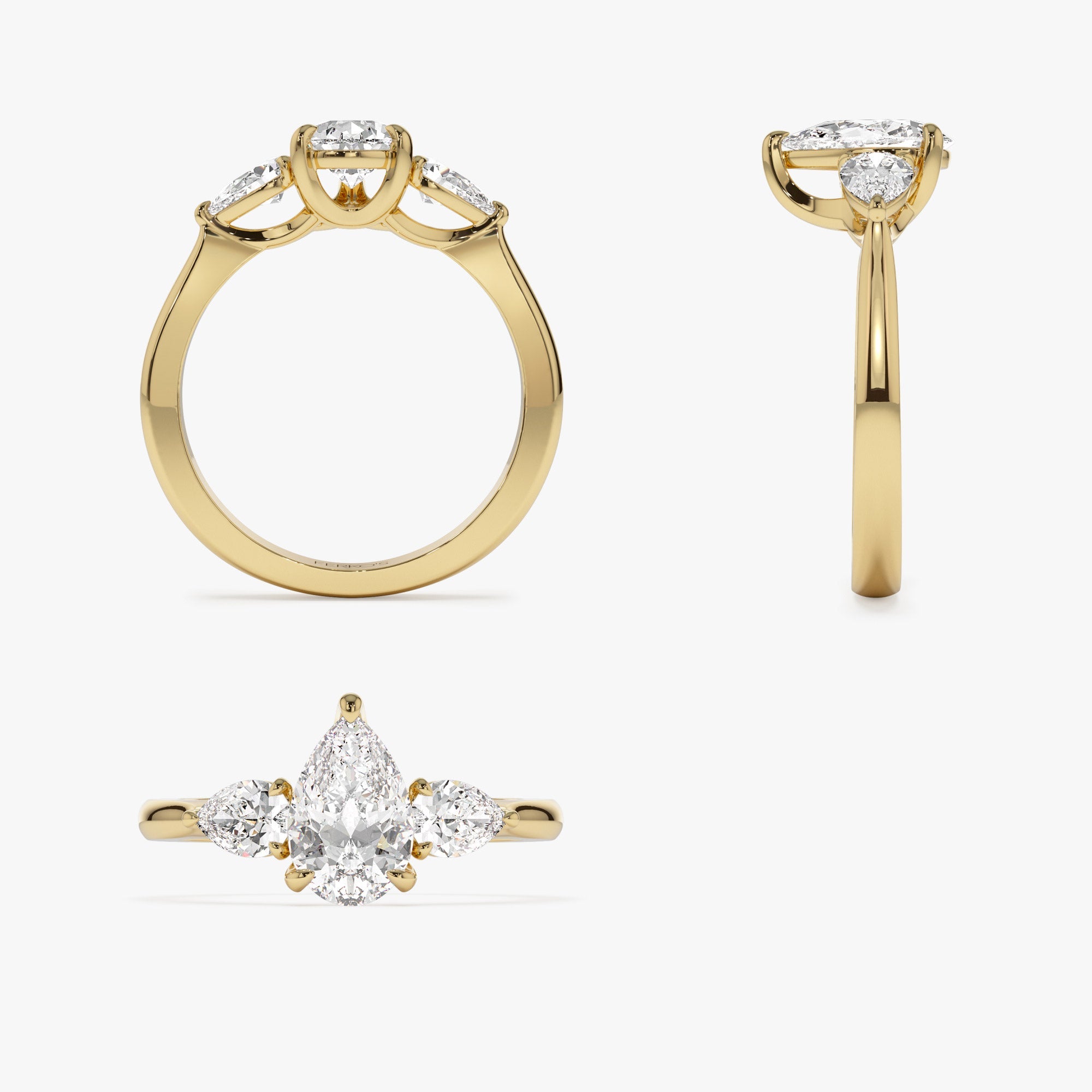 OBFJ1402 - 1.50 ctw 14k Pear Shaped Lab Grown Diamond Three Stone Engagement Ring - Emma 9