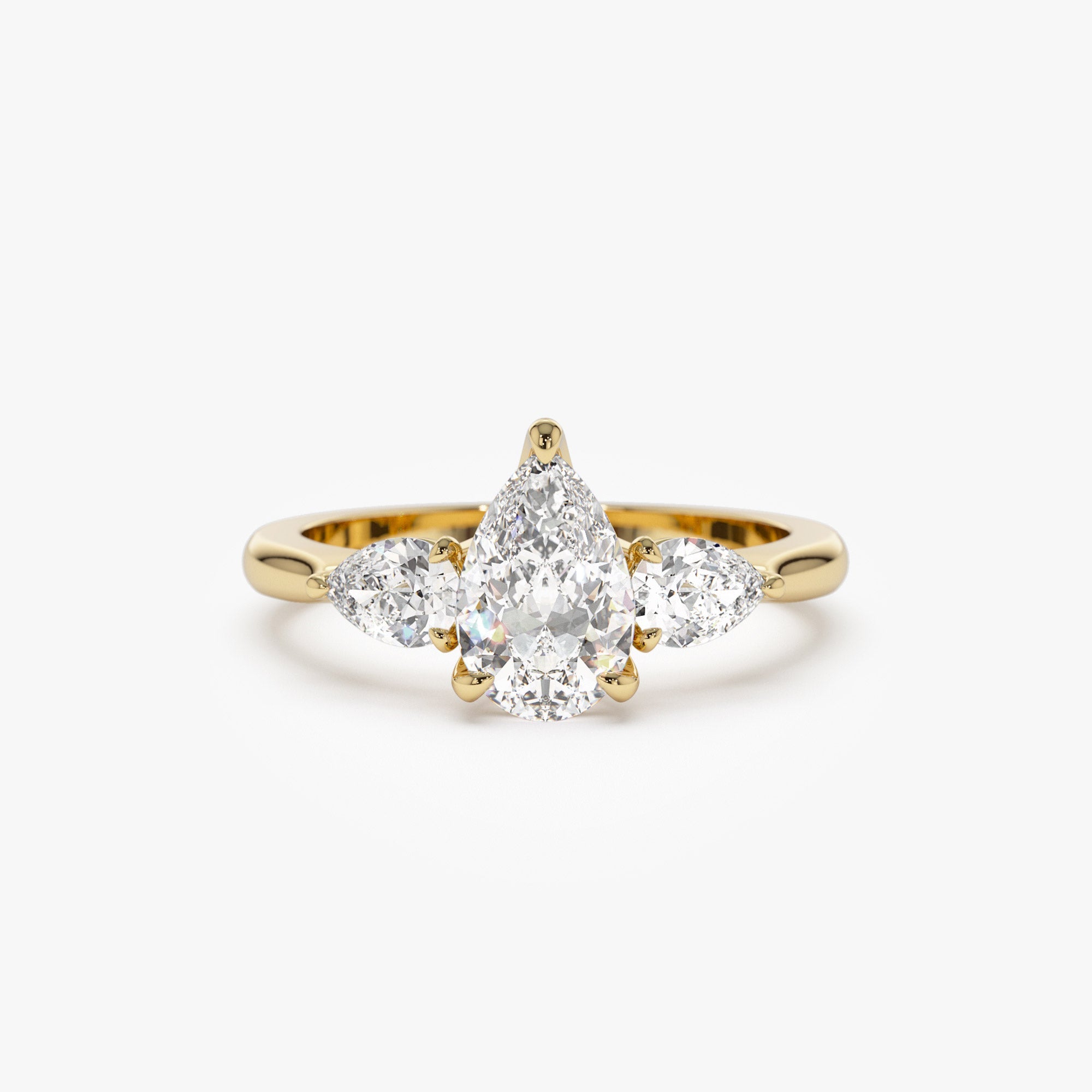 OBFJ1402 - 1.50 ctw 14k Pear Shaped Lab Grown Diamond Three Stone Engagement Ring - Emma 1