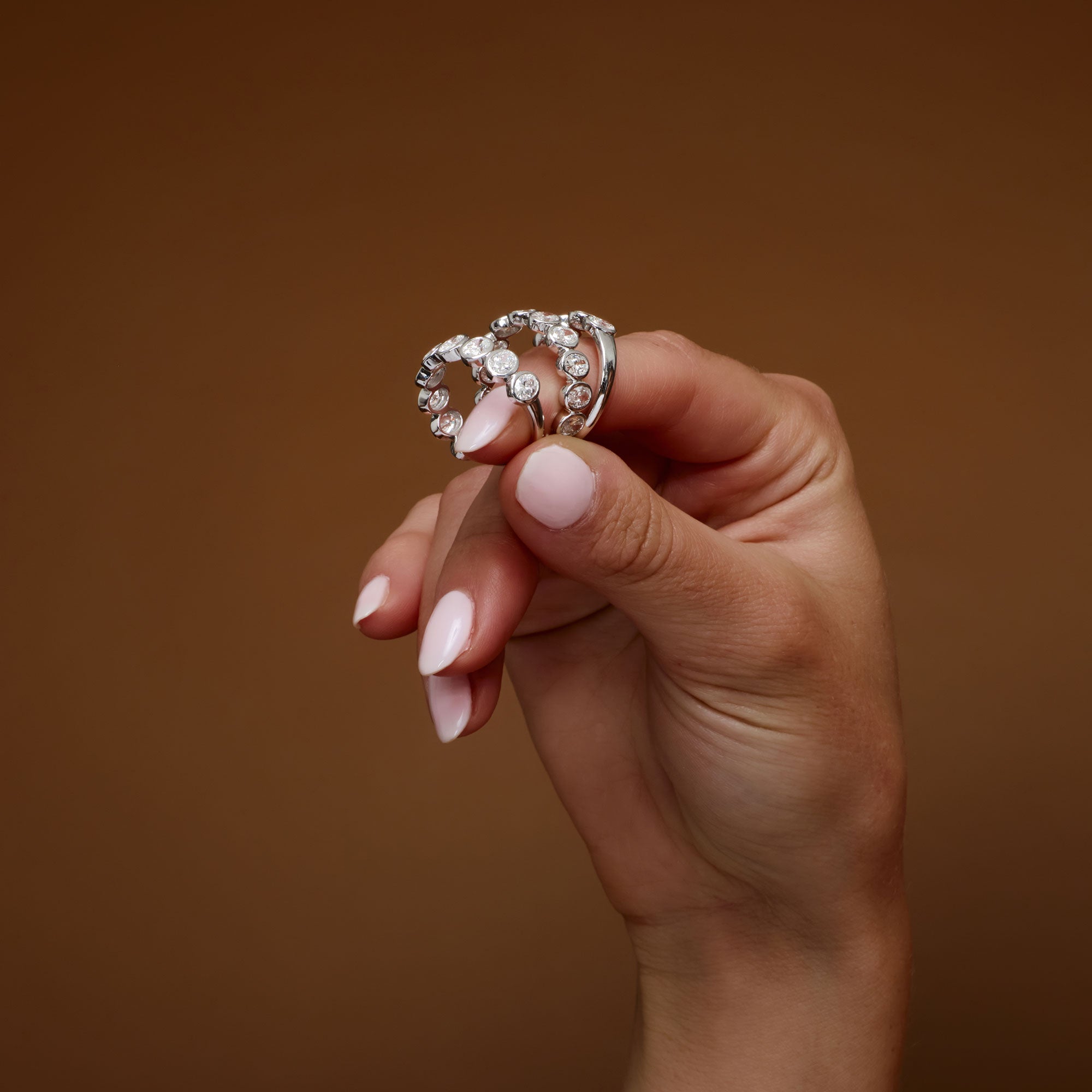 OBFJ1409 - 1.45 ctw 14k Bezel Setting Seven Stone Oval Shape Lab Grown Diamond Ring - Avery 4