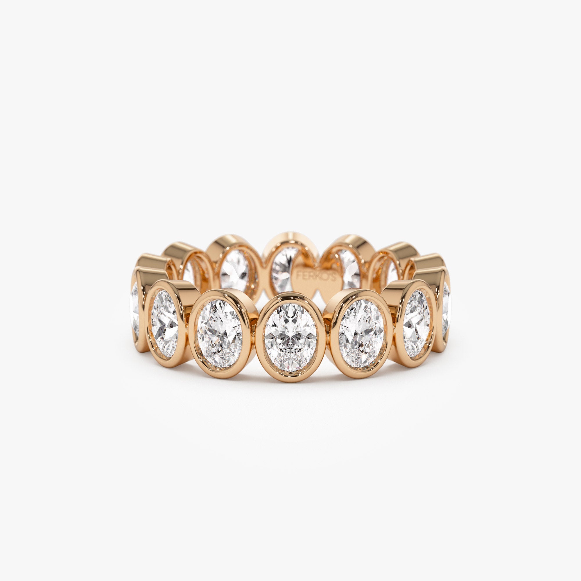 OBFJ1395 - 2.75 ctw 14k Bezel Setting Full Eternity Oval Shape Lab Grown Diamond Ring - Ella 6