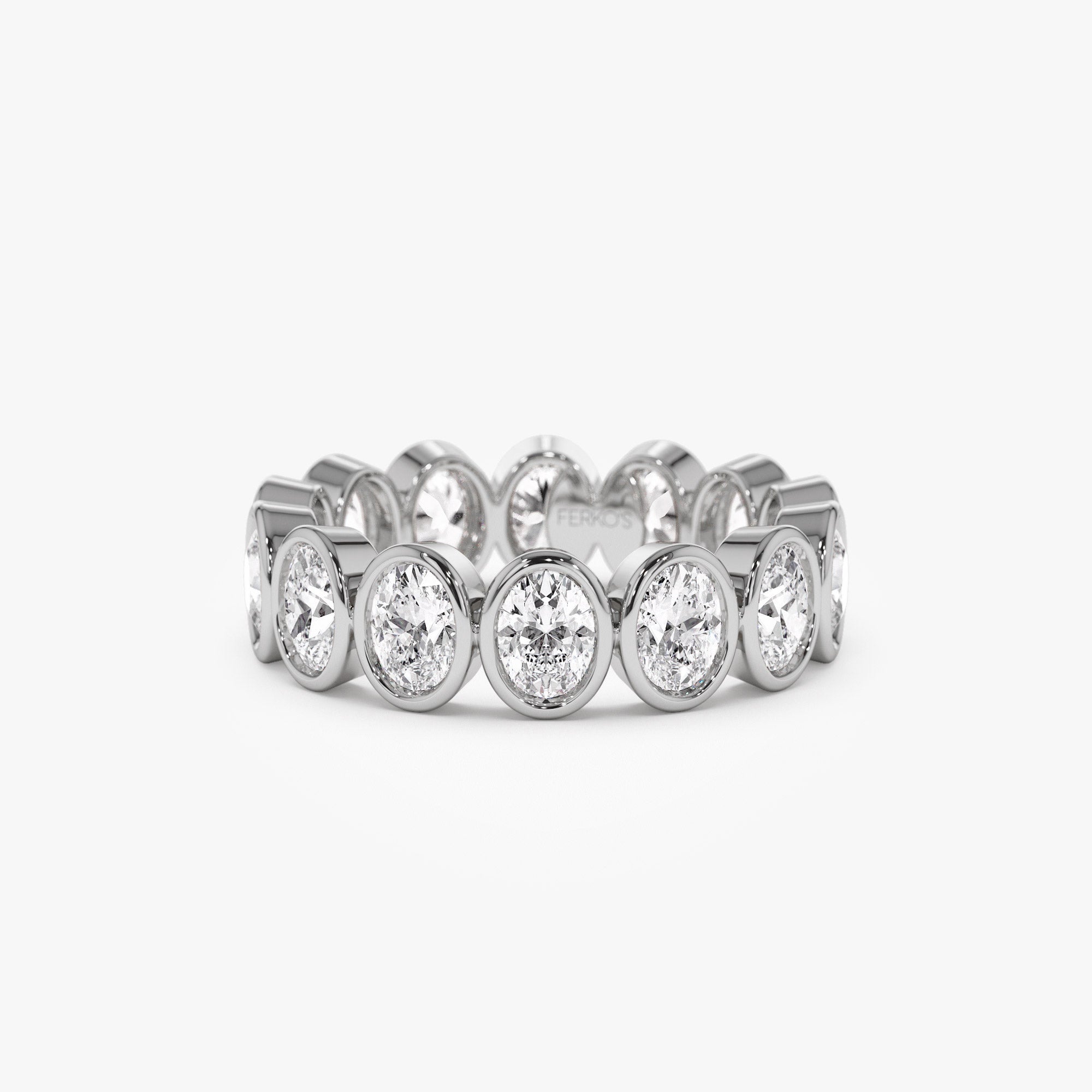 OBFJ1395 - 2.75 ctw 14k Bezel Setting Full Eternity Oval Shape Lab Grown Diamond Ring - Ella 5