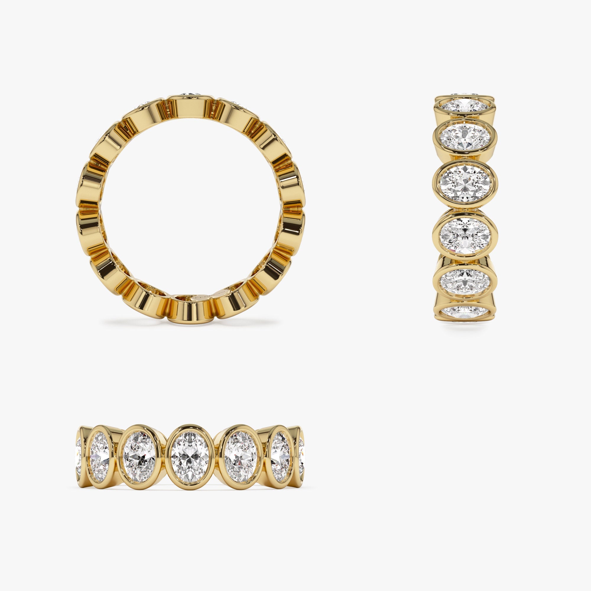 OBFJ1395 - 2.75 ctw 14k Bezel Setting Full Eternity Oval Shape Lab Grown Diamond Ring - Ella 8