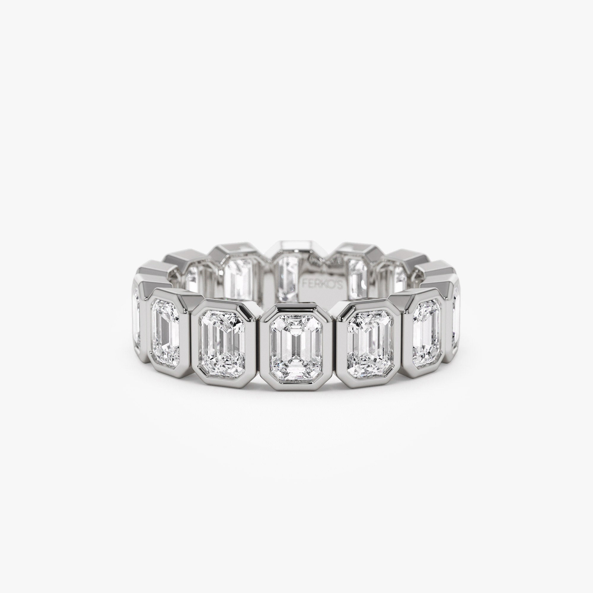 OBFJ1394 - 3.50 ctw 14k Bezel Setting Full Eternity Emerald Cut Lab Grown Diamond Wedding Ring - Nova 4