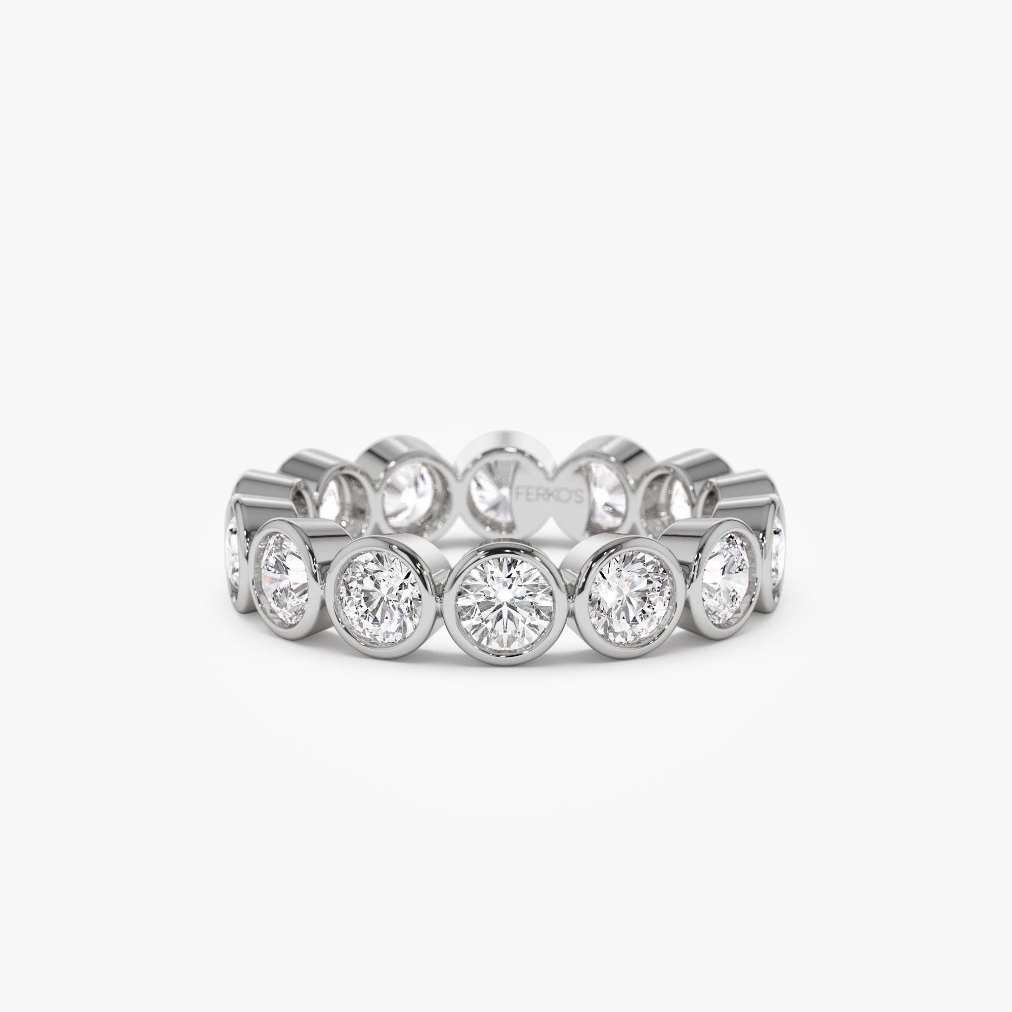 OBFJ0033 - 2.95 Ctw Bezel Setting Full Eternity Round Lab Grown Diamond Ring - Camila - 14k White Gold 1