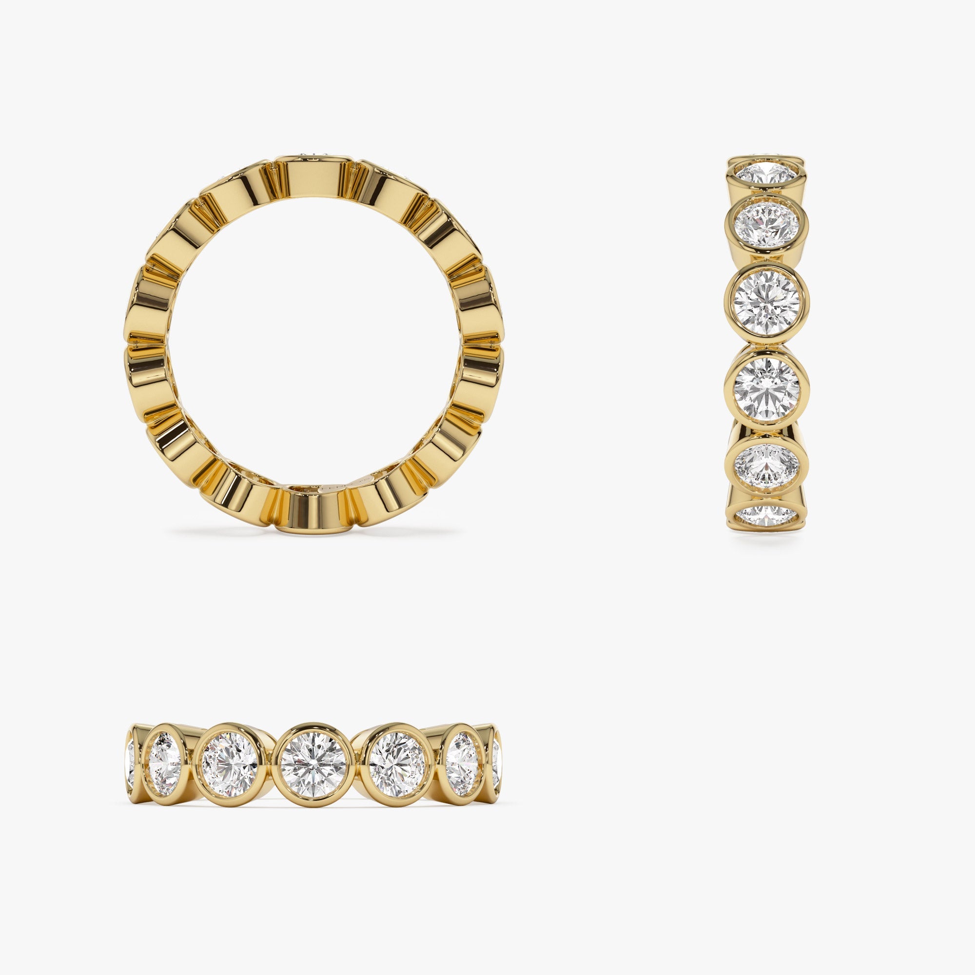 OBFJ1393 - 2.95 ctw 14k Bezel Setting Full Eternity Round Lab Grown Diamond Ring - Camila 9