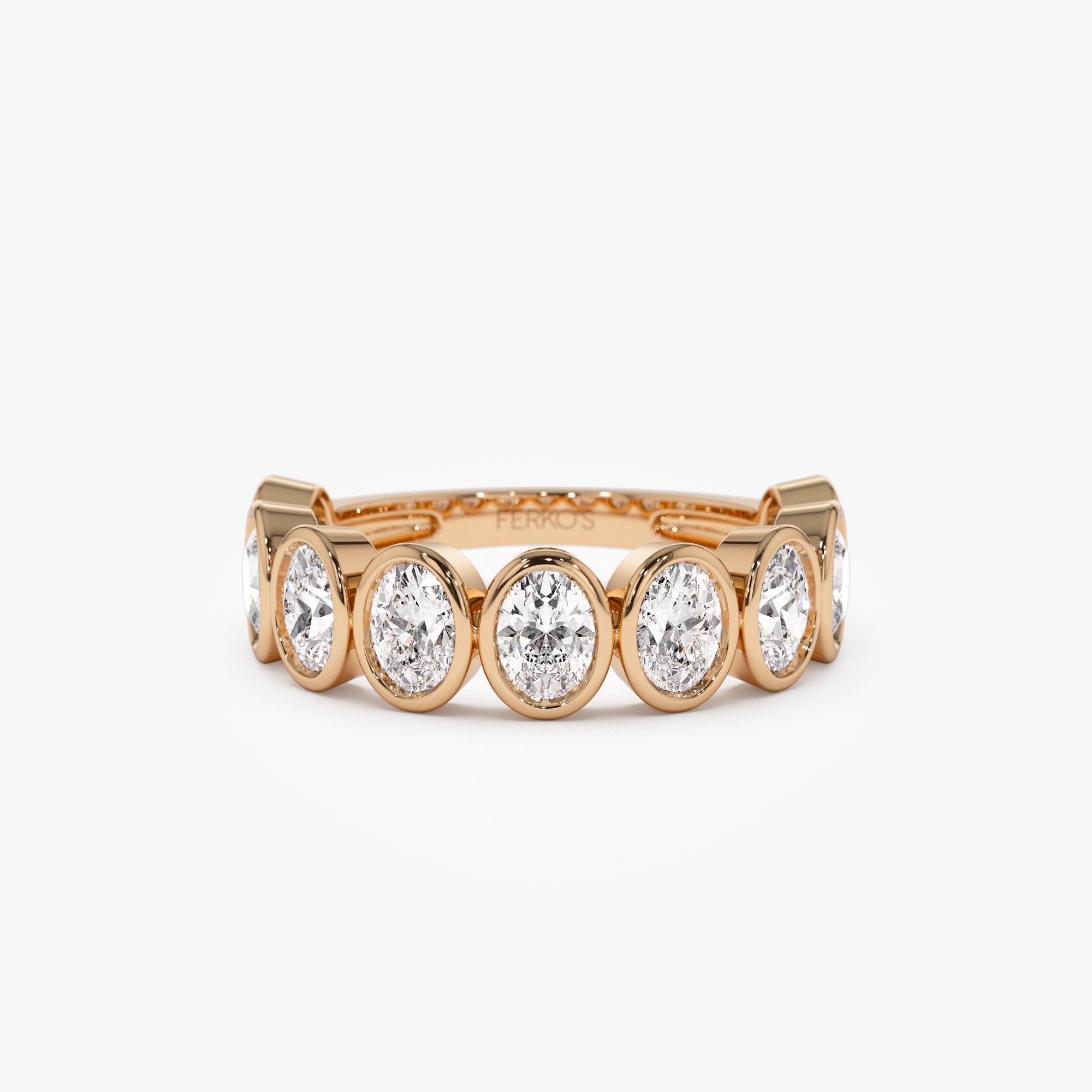 OBFJ1399 - 1.75 ctw 14k Bezel Setting Nine Stone Oval Shape Lab Grown Diamond Ring - Sofia 7