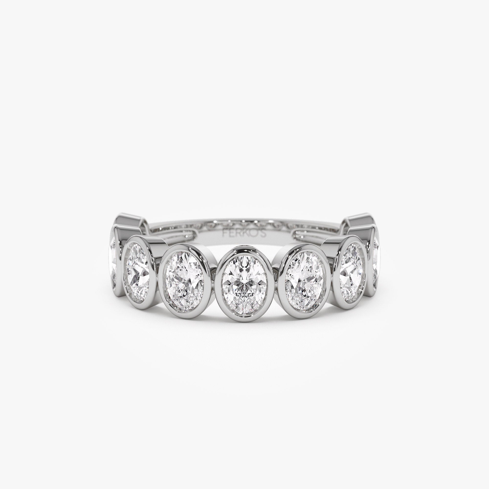 OBFJ1399 - 1.75 ctw 14k Bezel Setting Nine Stone Oval Shape Lab Grown Diamond Ring - Sofia 6