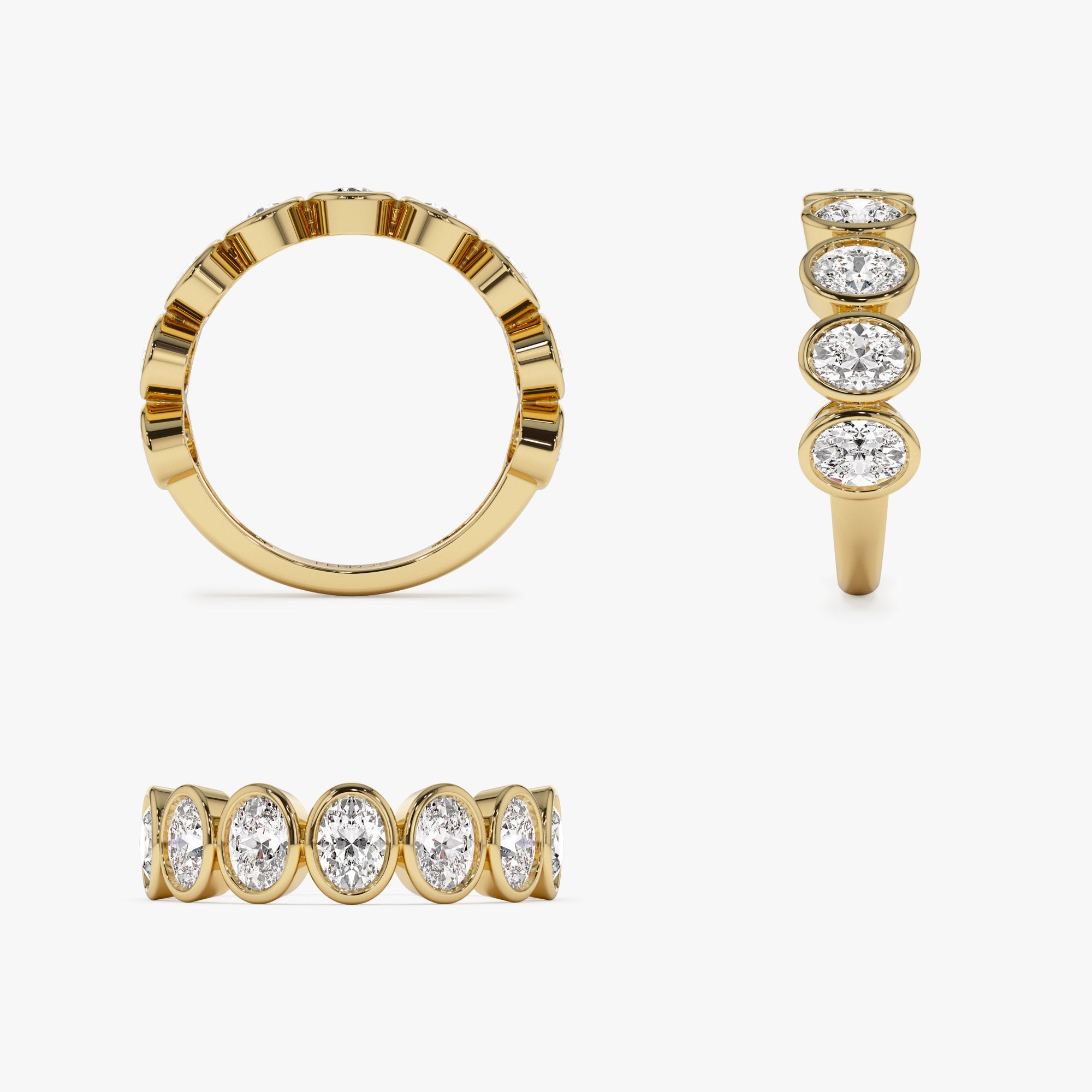 OBFJ1399 - 1.75 ctw 14k Bezel Setting Nine Stone Oval Shape Lab Grown Diamond Ring - Sofia 9