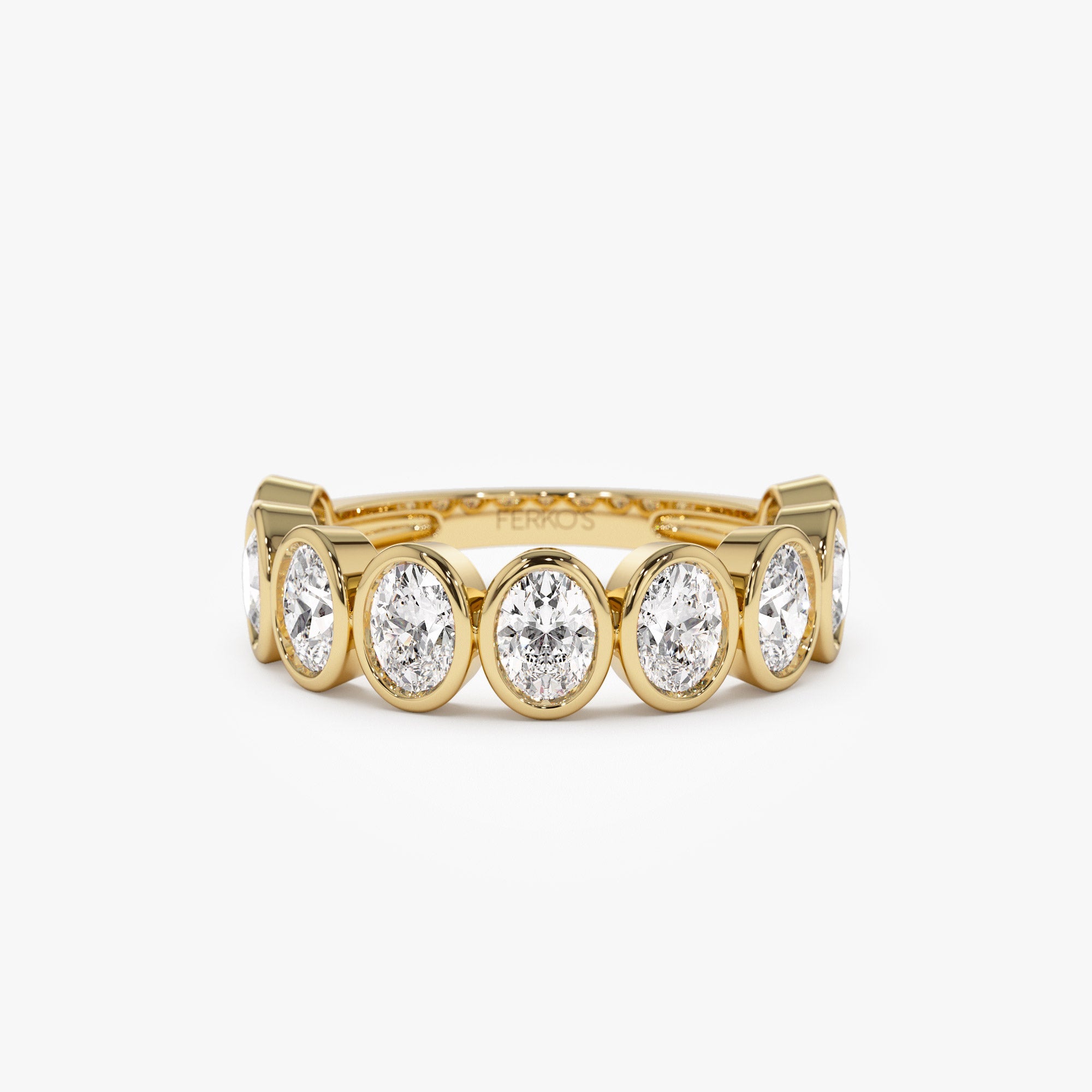 OBFJ1399 - 1.75 ctw 14k Bezel Setting Nine Stone Oval Shape Lab Grown Diamond Ring - Sofia 1