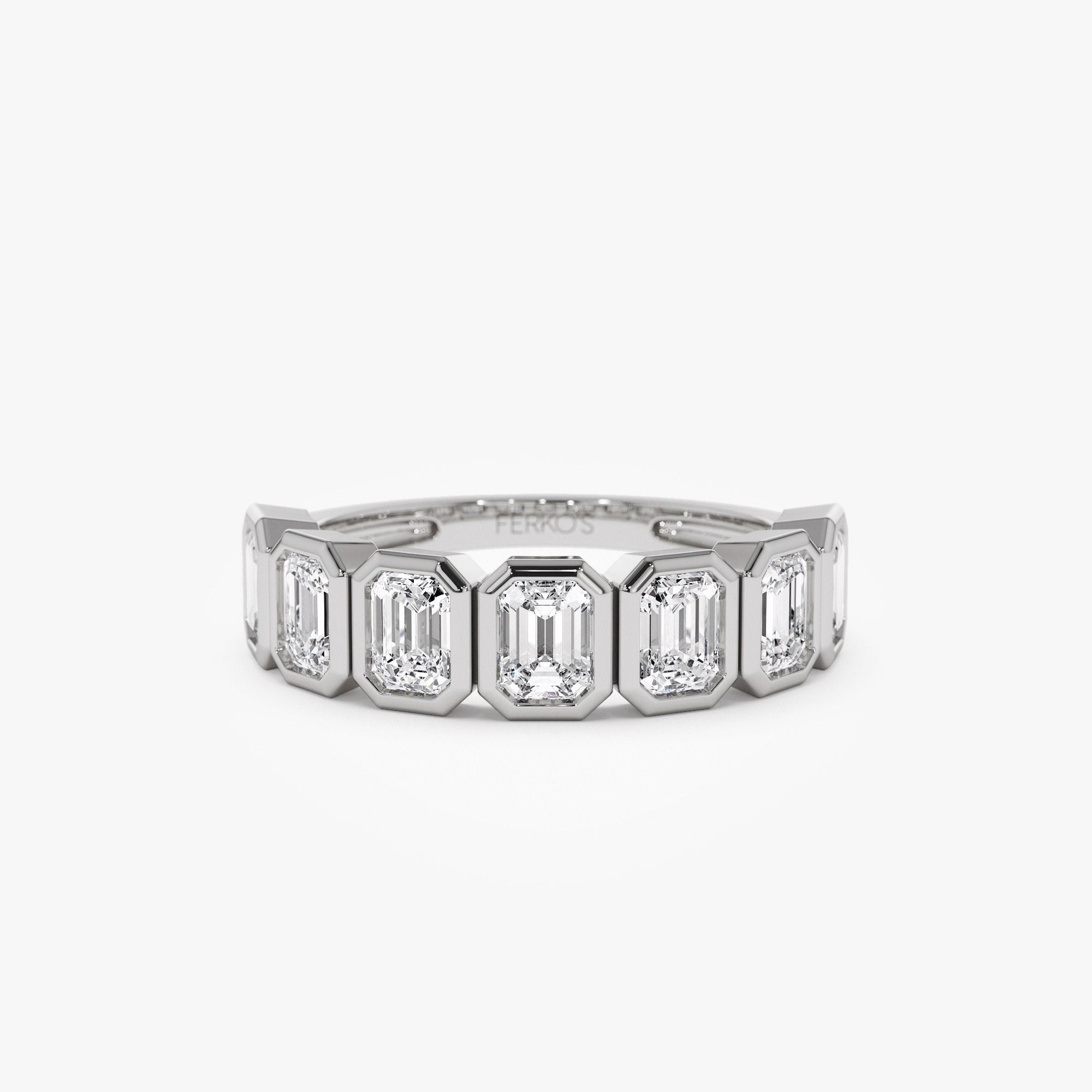 OBFJ1413 - 1.45 ctw 14k Bezel Setting Seven Stone Emerald Cut Lab Grown Diamond Wedding Ring - Zoey 4
