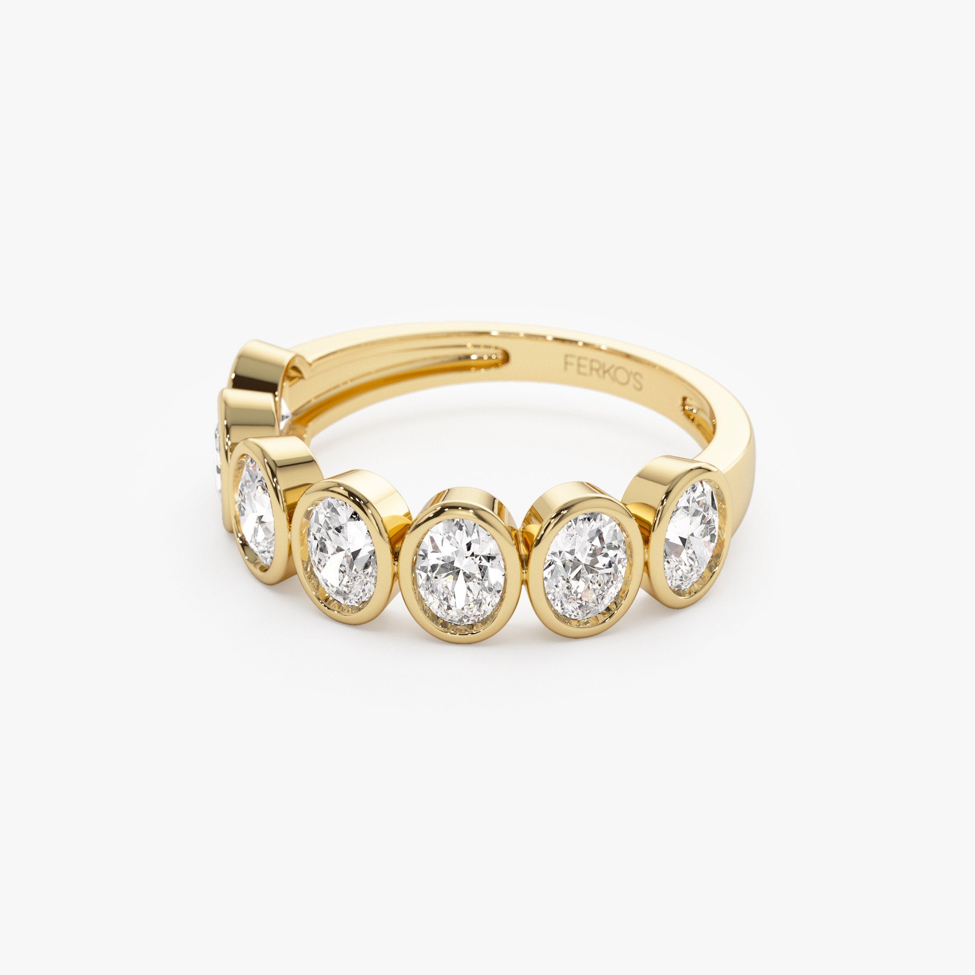 OBFJ1409 - 1.45 ctw 14k Bezel Setting Seven Stone Oval Shape Lab Grown Diamond Ring - Avery 7