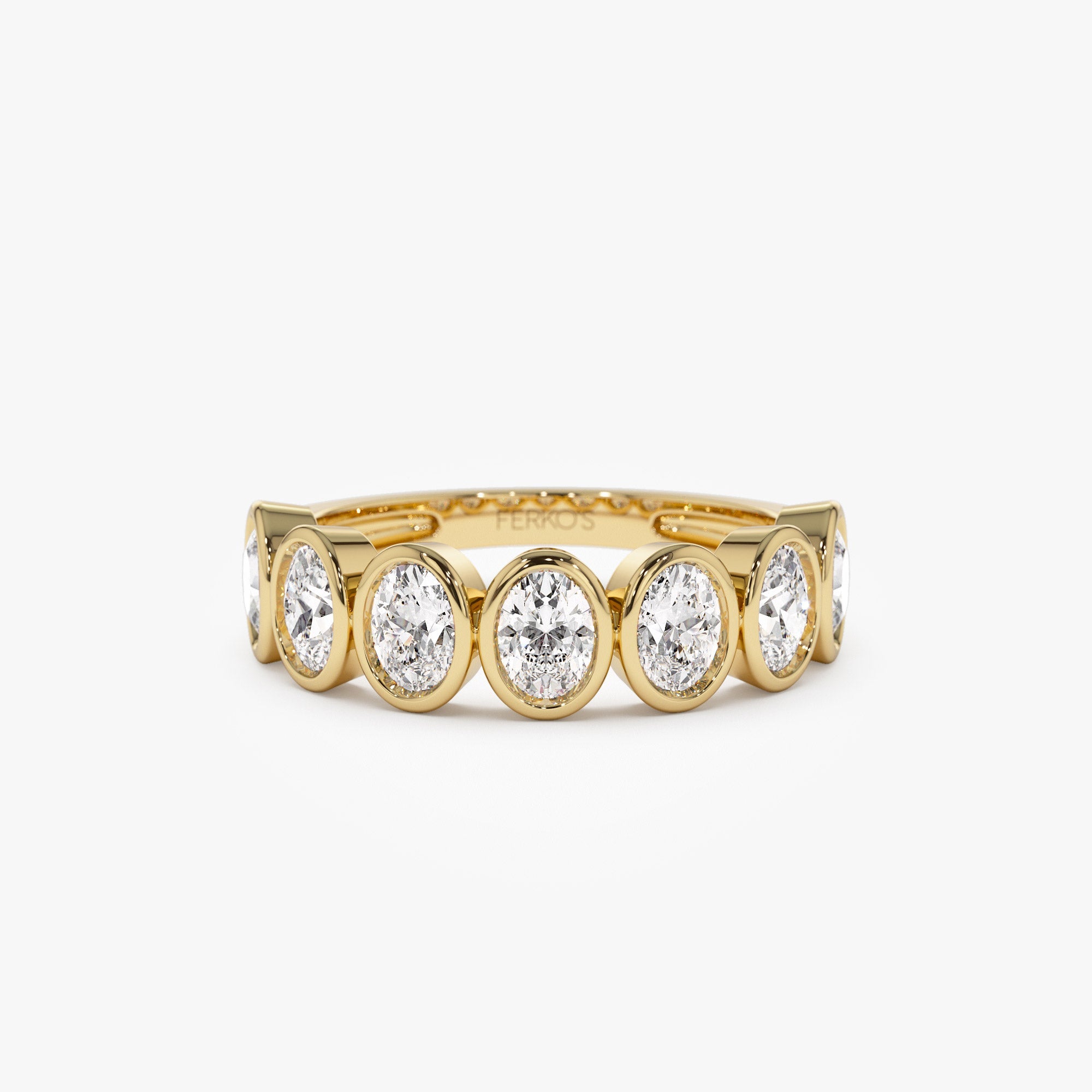 OBFJ1409 - 1.45 ctw 14k Bezel Setting Seven Stone Oval Shape Lab Grown Diamond Ring - Avery 1