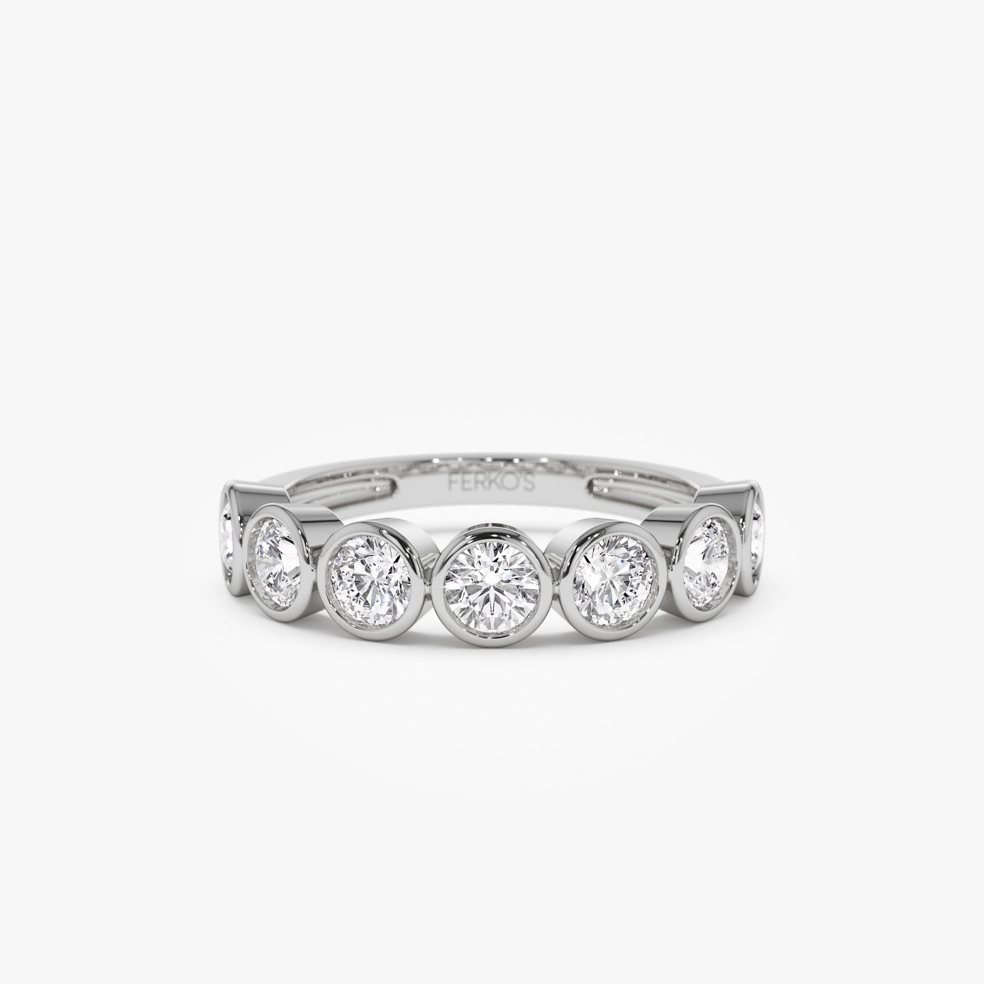 OBFJ1408 - 1.45 ctw 14k Bezel Setting Seven Stone Round Lab Grown Diamond Ring - Mila 6