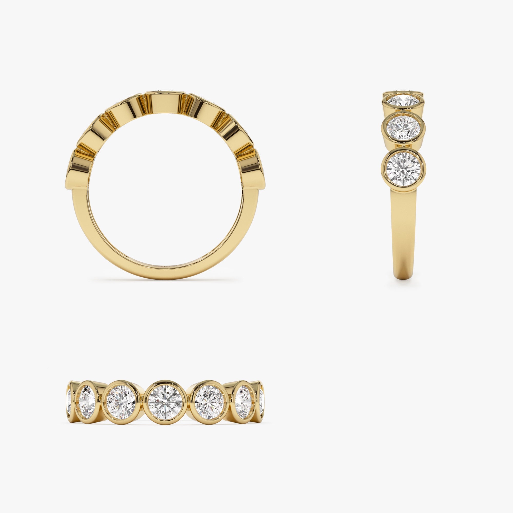 OBFJ1408 - 1.45 ctw 14k Bezel Setting Seven Stone Round Lab Grown Diamond Ring - Mila 9