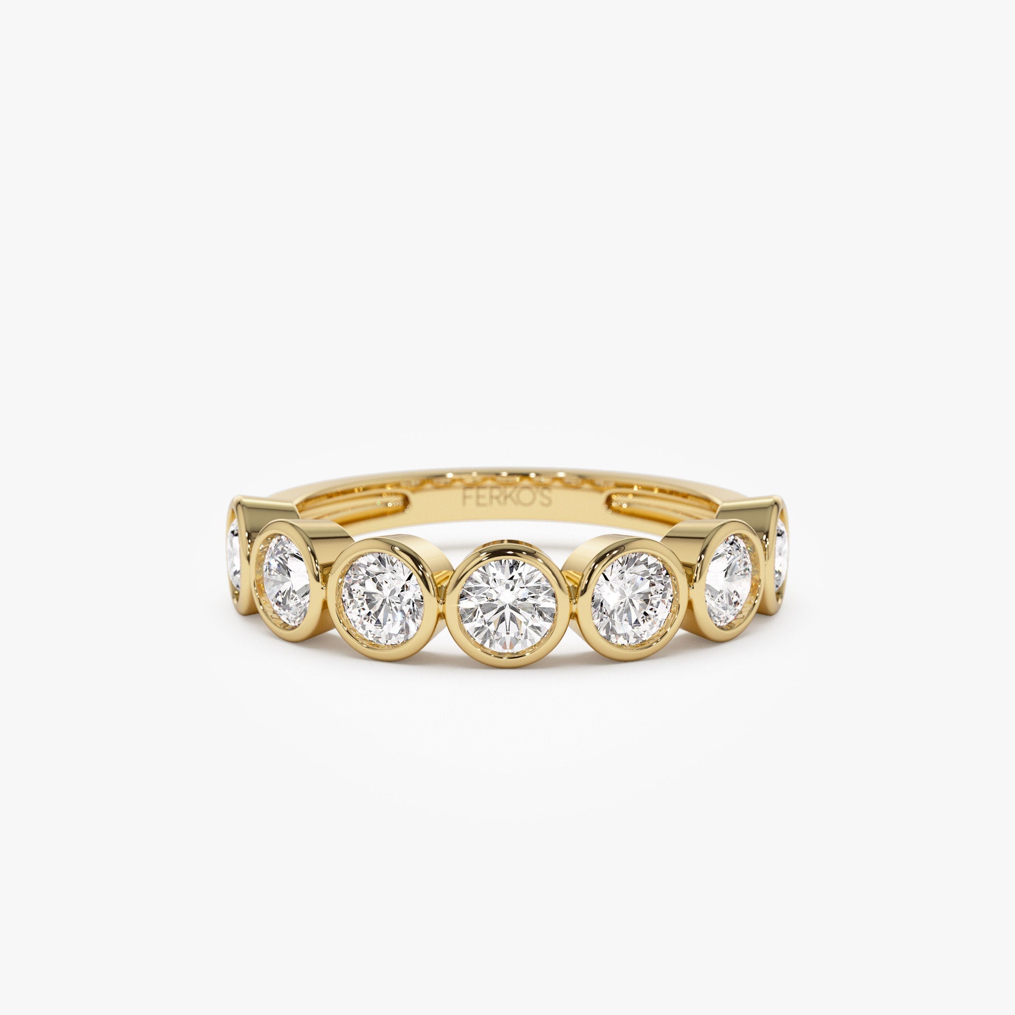 OBFJ1408 - 1.45 ctw 14k Bezel Setting Seven Stone Round Lab Grown Diamond Ring - Mila 1