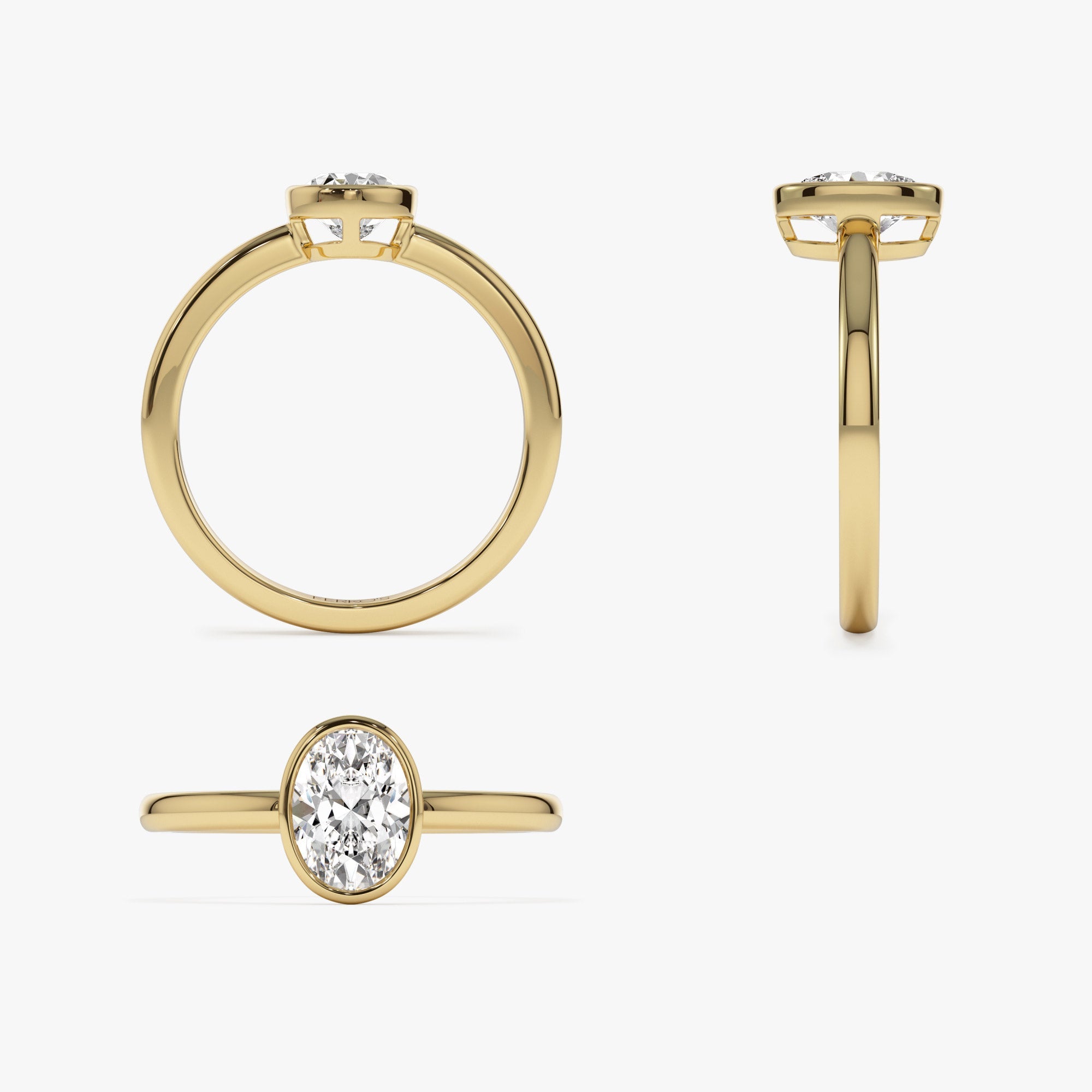 OBFJ1390 - 0.75 - 1.50 ctw 14k Bezel Setting Oval Shaped Lab Grown Diamond Engagement Ring - Cora 5