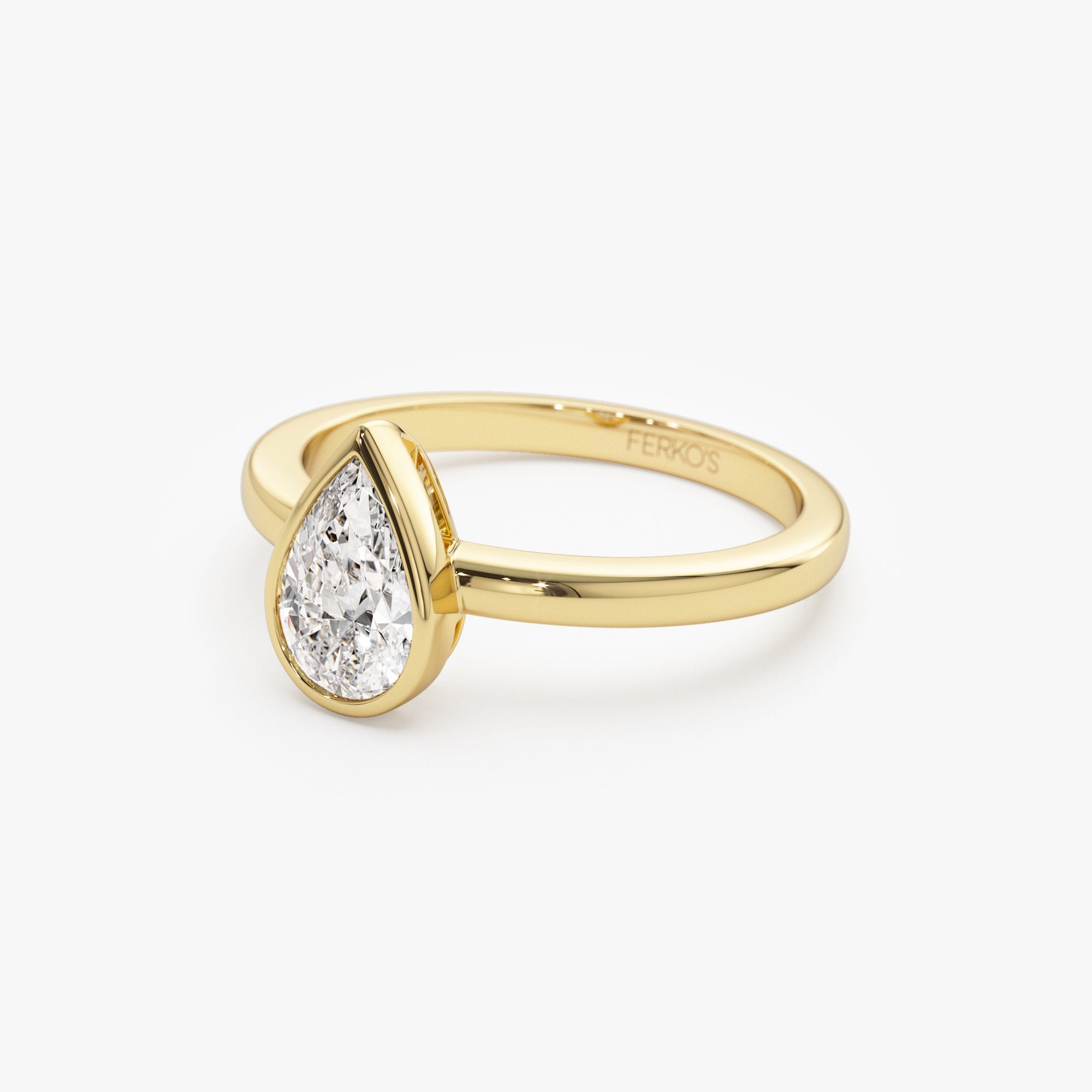 OBFJ1389 - 0.75 - 1.50 ctw 14k Bezel Setting Pear Shaped Lab Grown Diamond Engagement Ring - Arianna 4