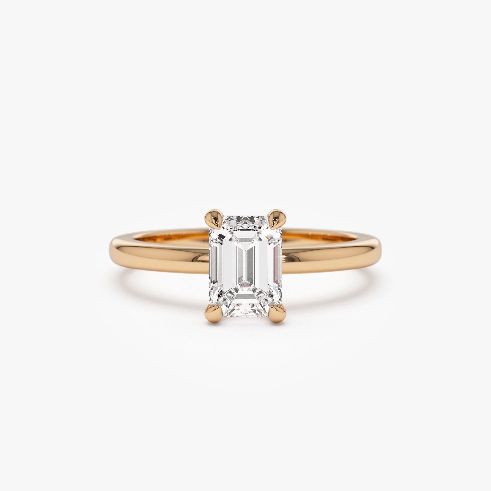 OBFJ1386 - 0.75 - 1.50 ctw 14k Four Prong Setting Emerald Cut Lab Grown Diamond Engagement Ring - Esther 5