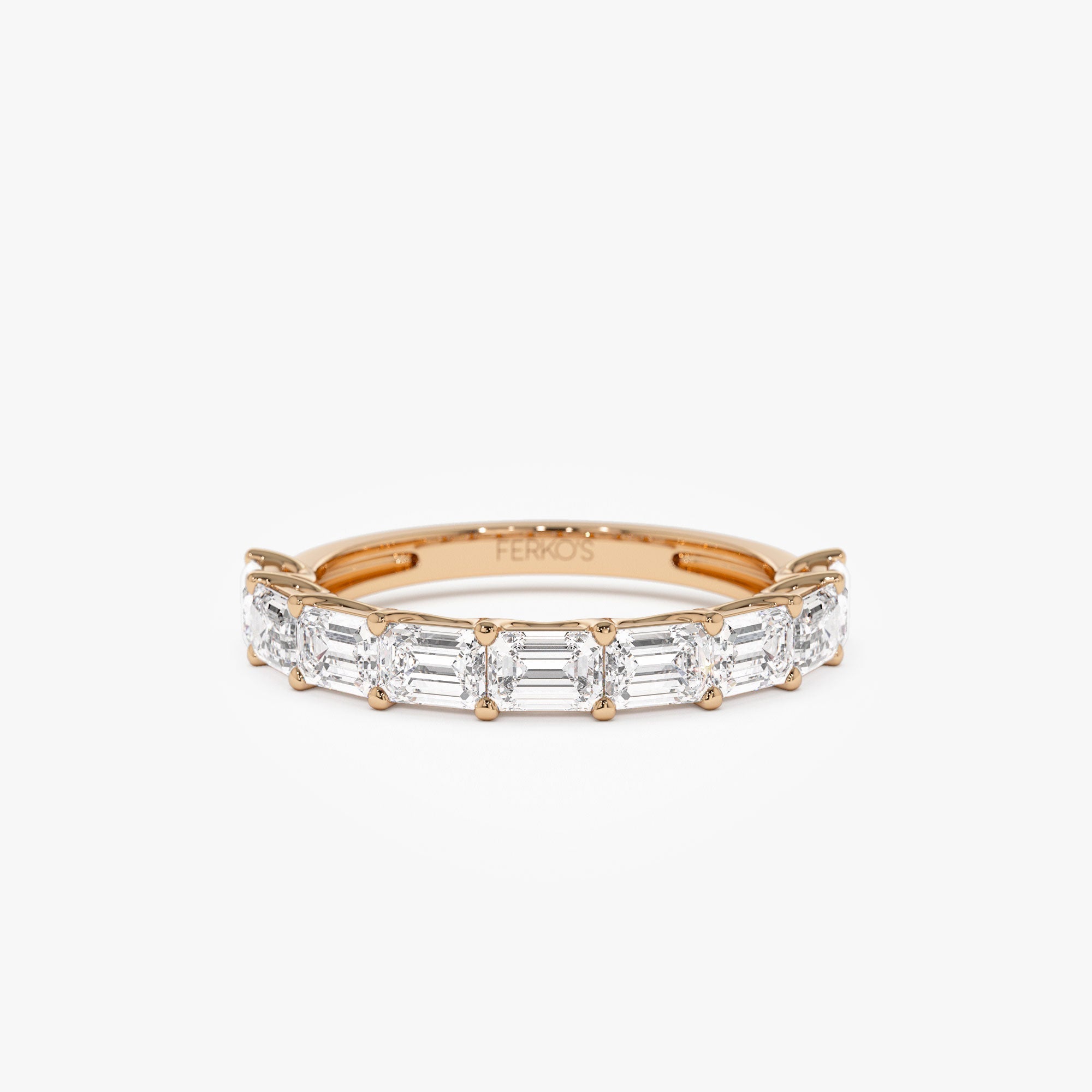 OBFJ1176 - 1.70 ctw 14k East West Prong Setting Nine Stone Emerald Cut Lab Grown Diamond Wedding Ring - Haley 5