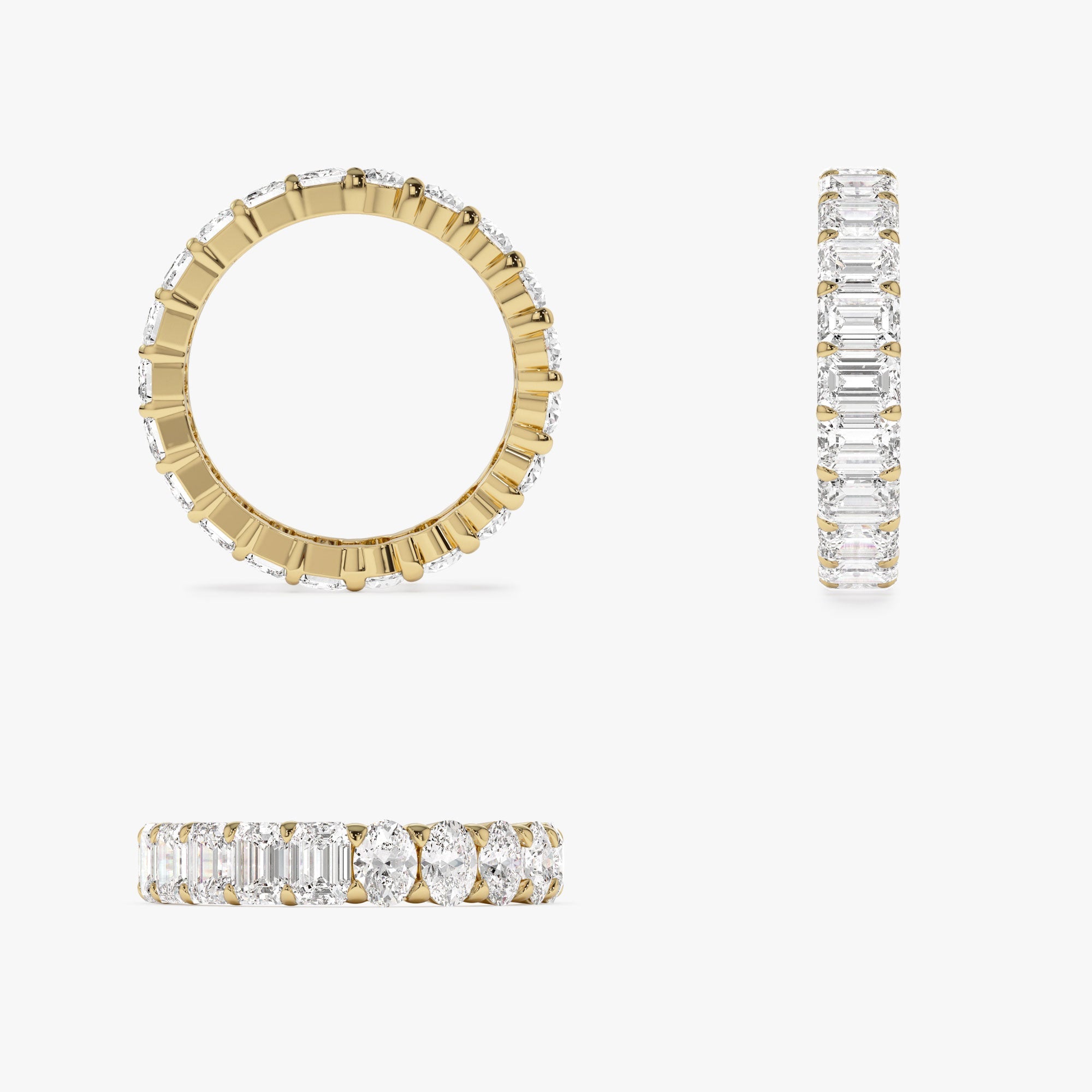 OBFJ1175 - 3.30 ctw 14k Prong Setting Full Eternity Oval & Emerald Cut Lab Grown Diamond Ring - Rosa 5