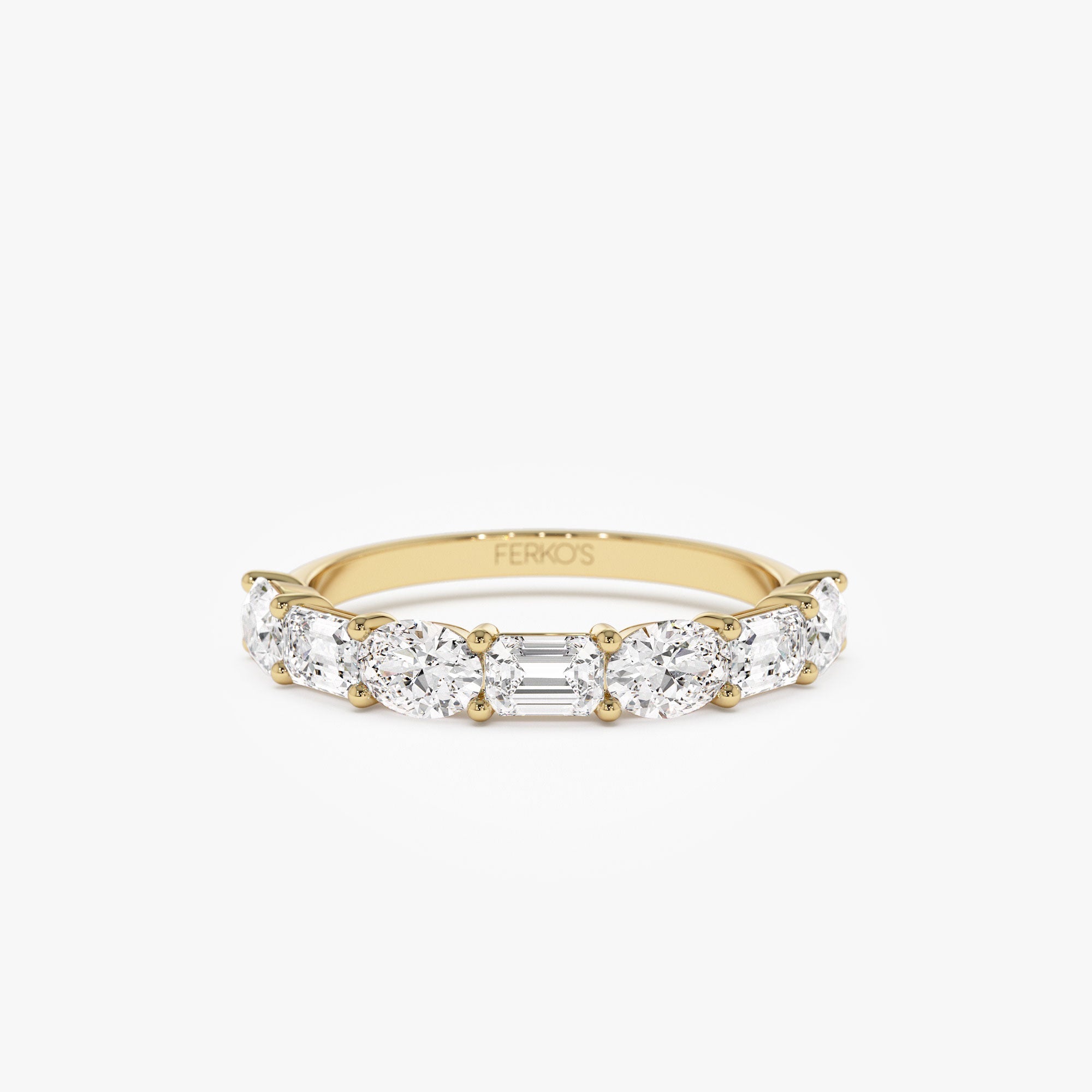 OBFJ1174 - 1.30 ctw 14k East West Prong Setting Seven Stone Oval & Emerald Cut Lab Grown Diamond Ring - Jayleen 1