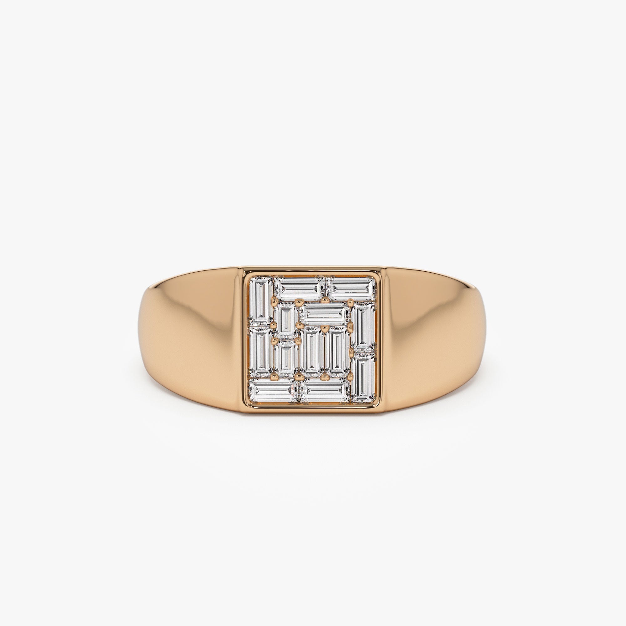 OBFJ0935 - 14k Square Illusion Setting Baguette Pinky Ring 8
