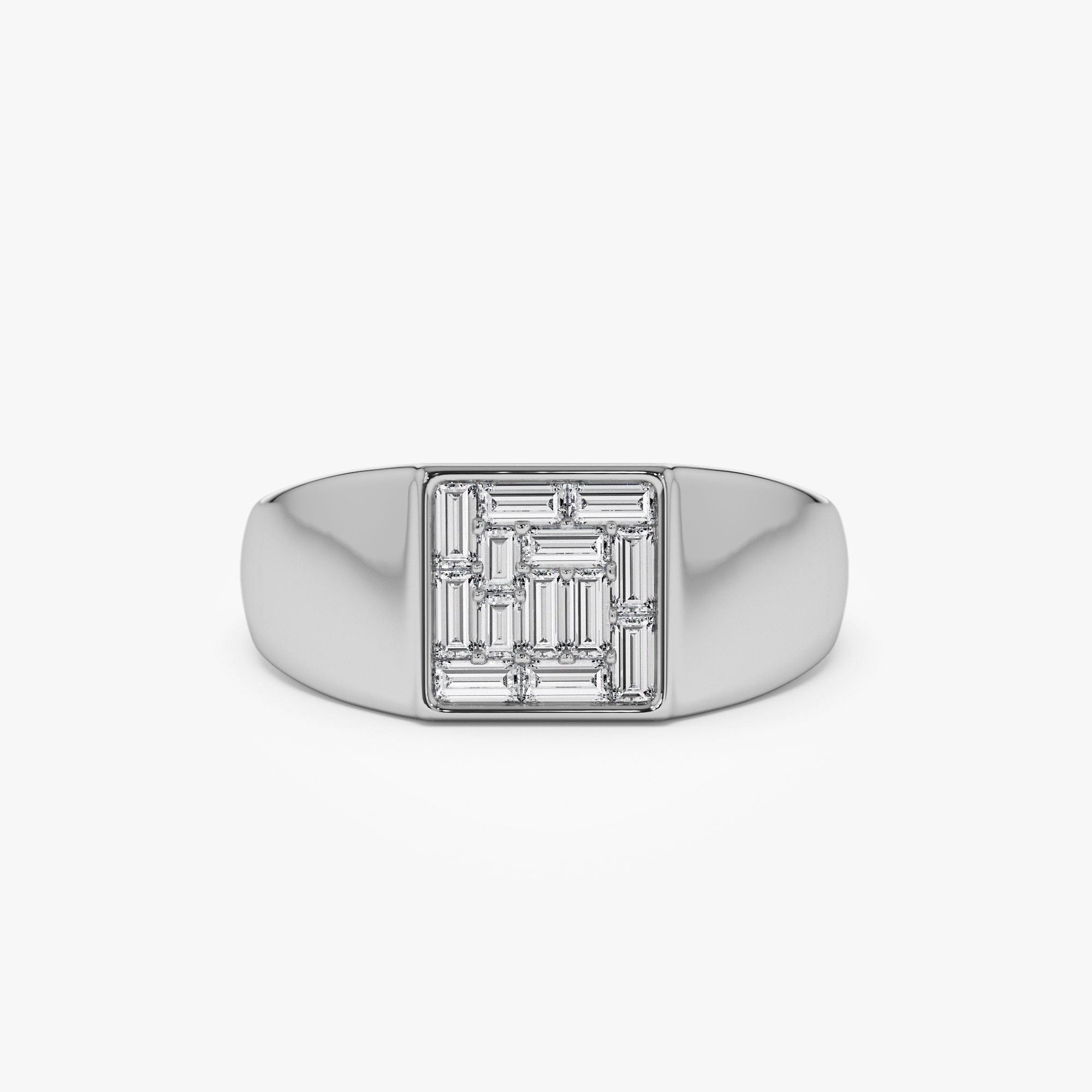 OBFJ0935 - 14k Square Illusion Setting Baguette Pinky Ring 7
