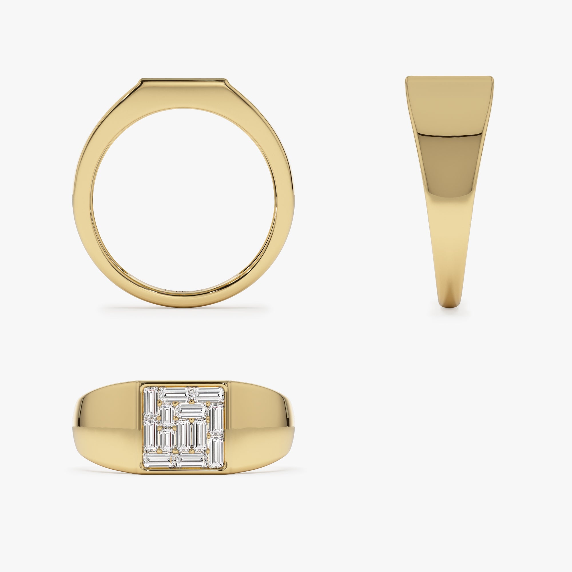 OBFJ0935 - 14k Square Illusion Setting Baguette Pinky Ring 10