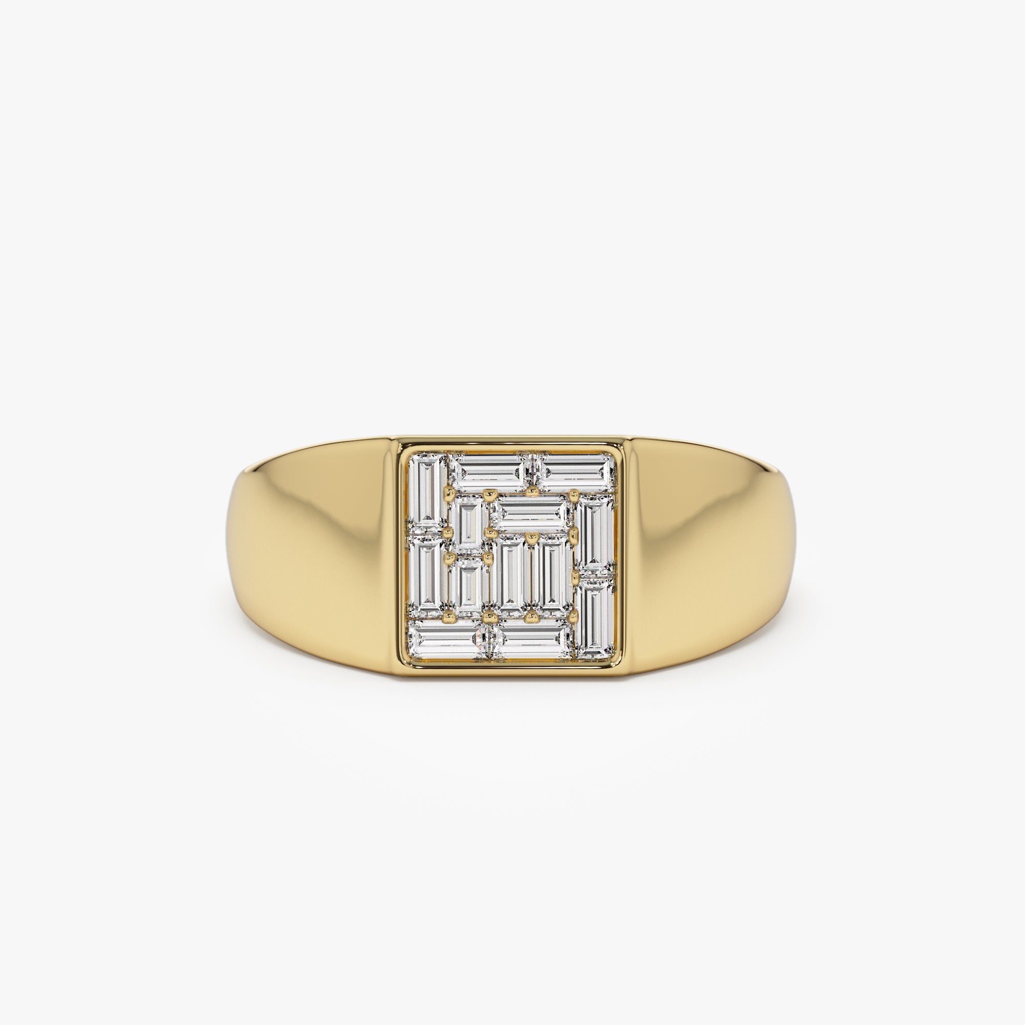 OBFJ0935 - 14k Square Illusion Setting Baguette Pinky Ring 1