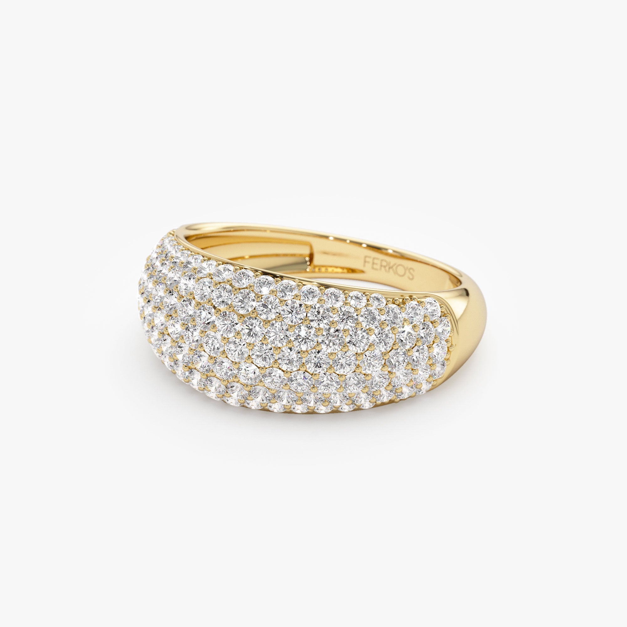 OBFJ1224 - 14k Chunky Dome Pave Setting Statement Diamond Ring 6
