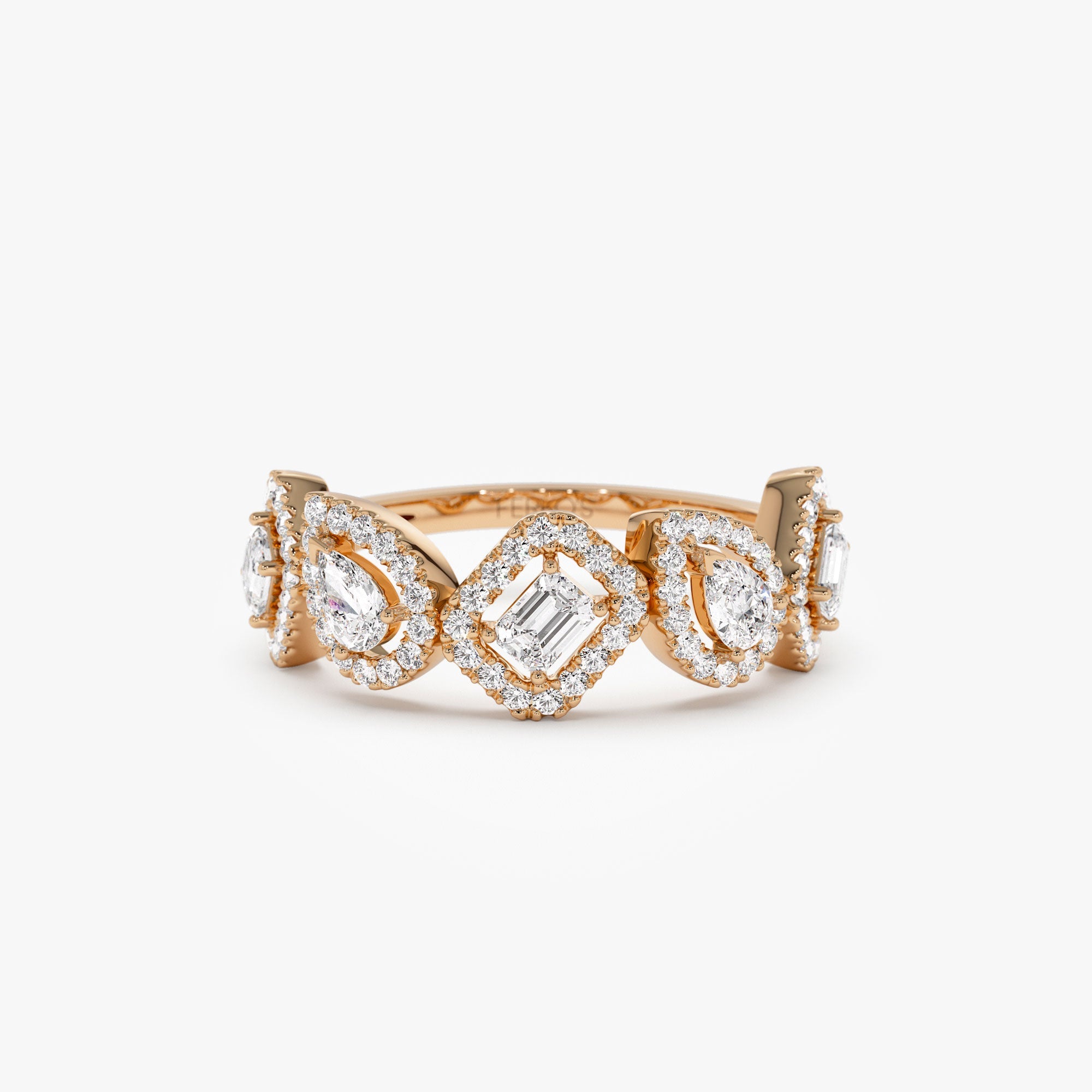 OBFJ1222 - 14K Gold Multi-Shaped Diamond Band 3
