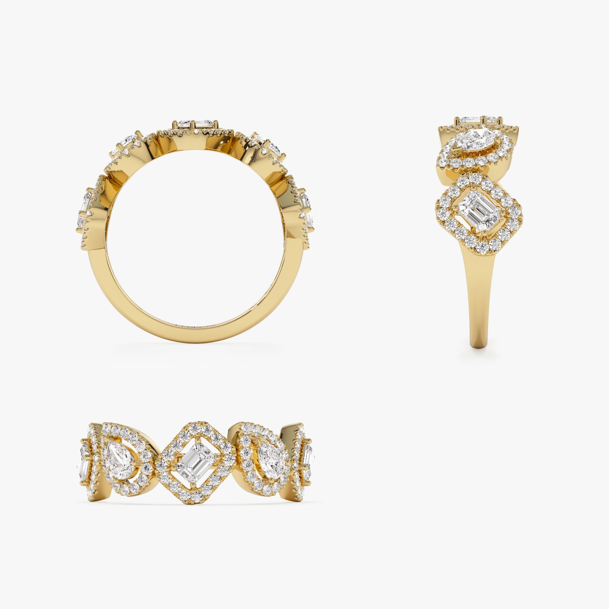 OBFJ1222 - 14K Gold Multi-Shaped Diamond Band 6