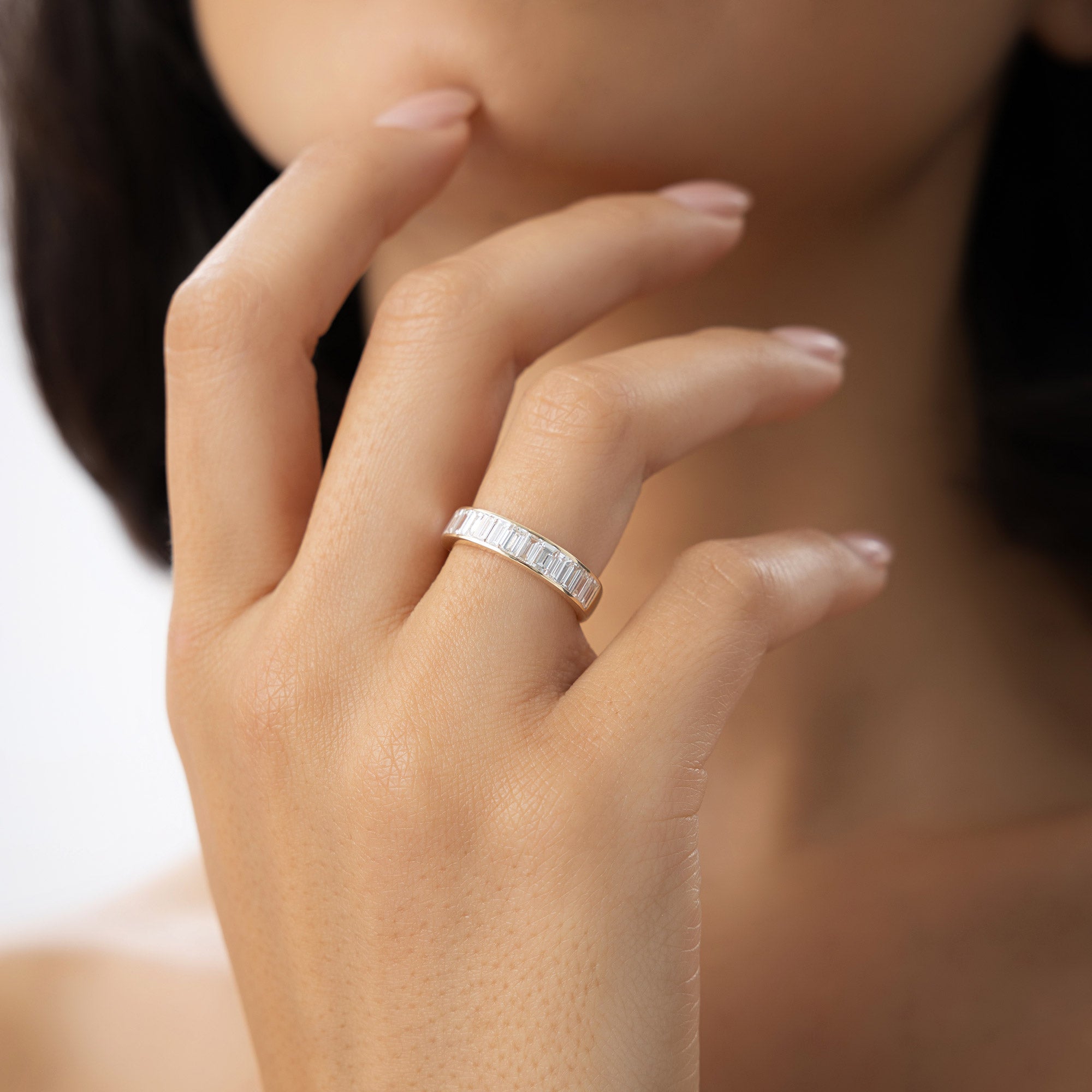 OBFJ1019 - 1.55 ctw 14k Channel Setting Baguette Lab Grown Diamond Anniversary Ring - Stella 2