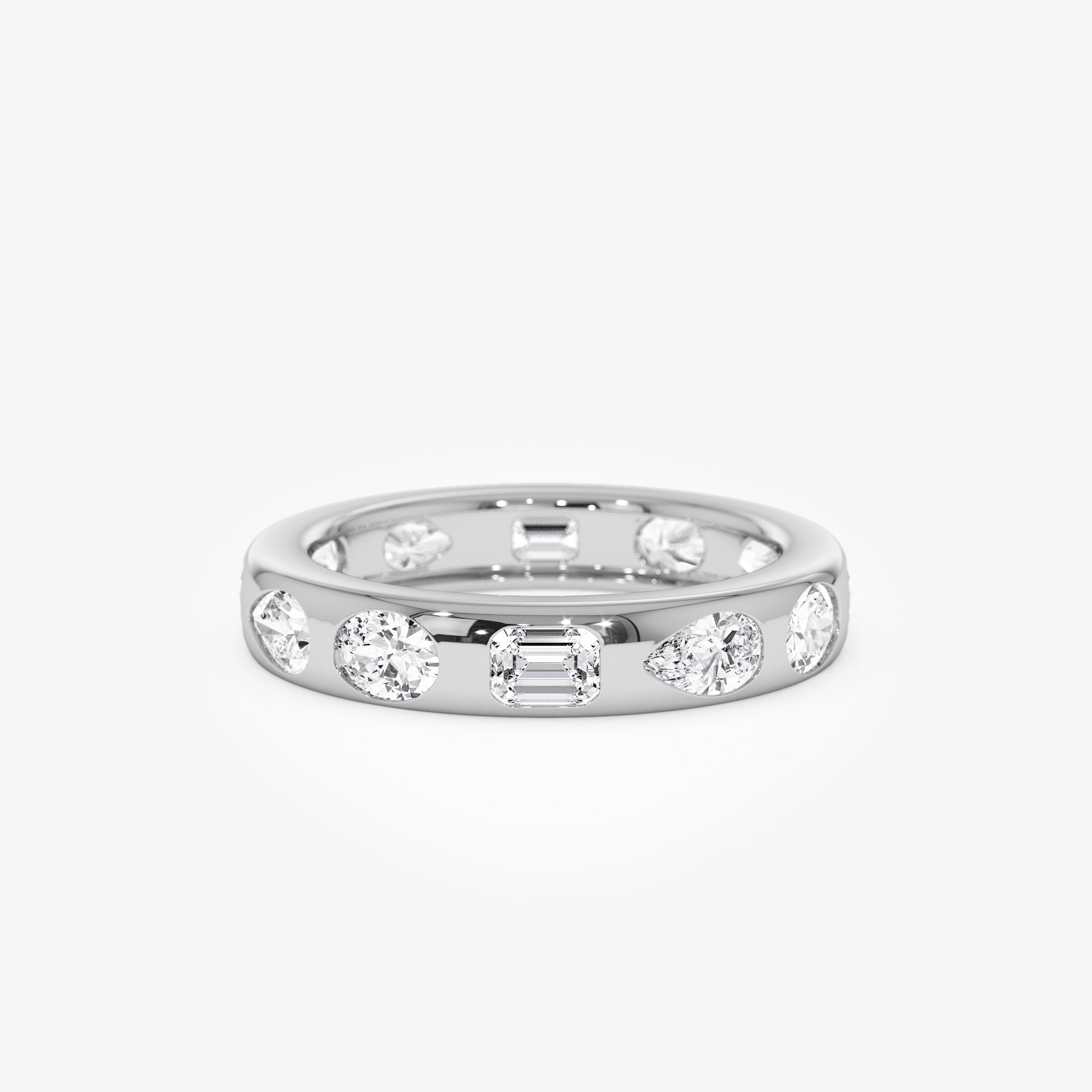 OBFJ0946 - 2.35 ctw 14k Mixed Shape Flush Setting Lab Grown Diamond Anniversary Ring - Clara 7